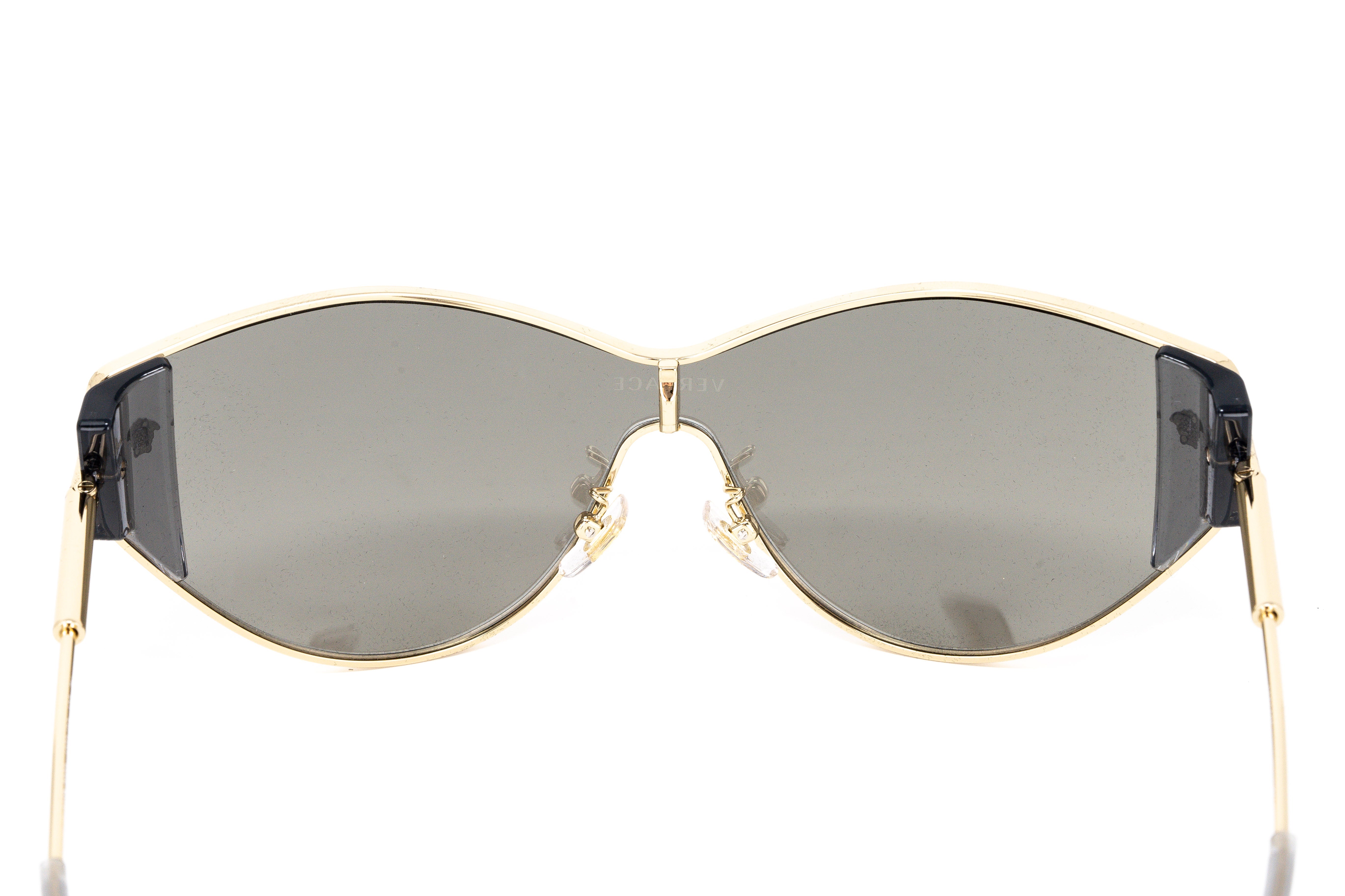 Versace Women's Sunglasses Cat Eye Pale Gold Silver Mirror VE2239 12526G-GR8 Sunglasses