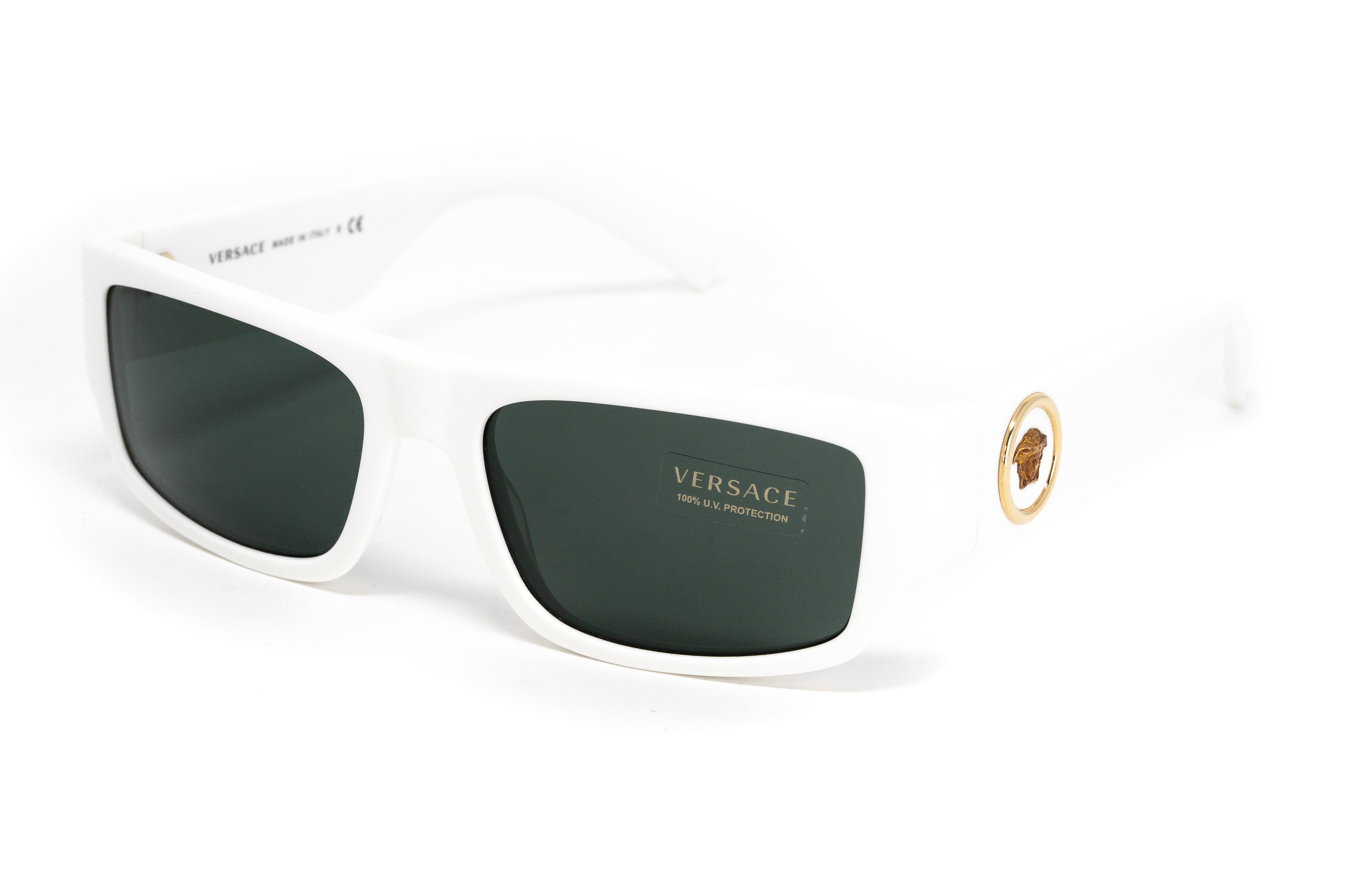 Versace Unisex Sunglasses Rectangular White/Green VE4385 532771-GR8 Sunglasses