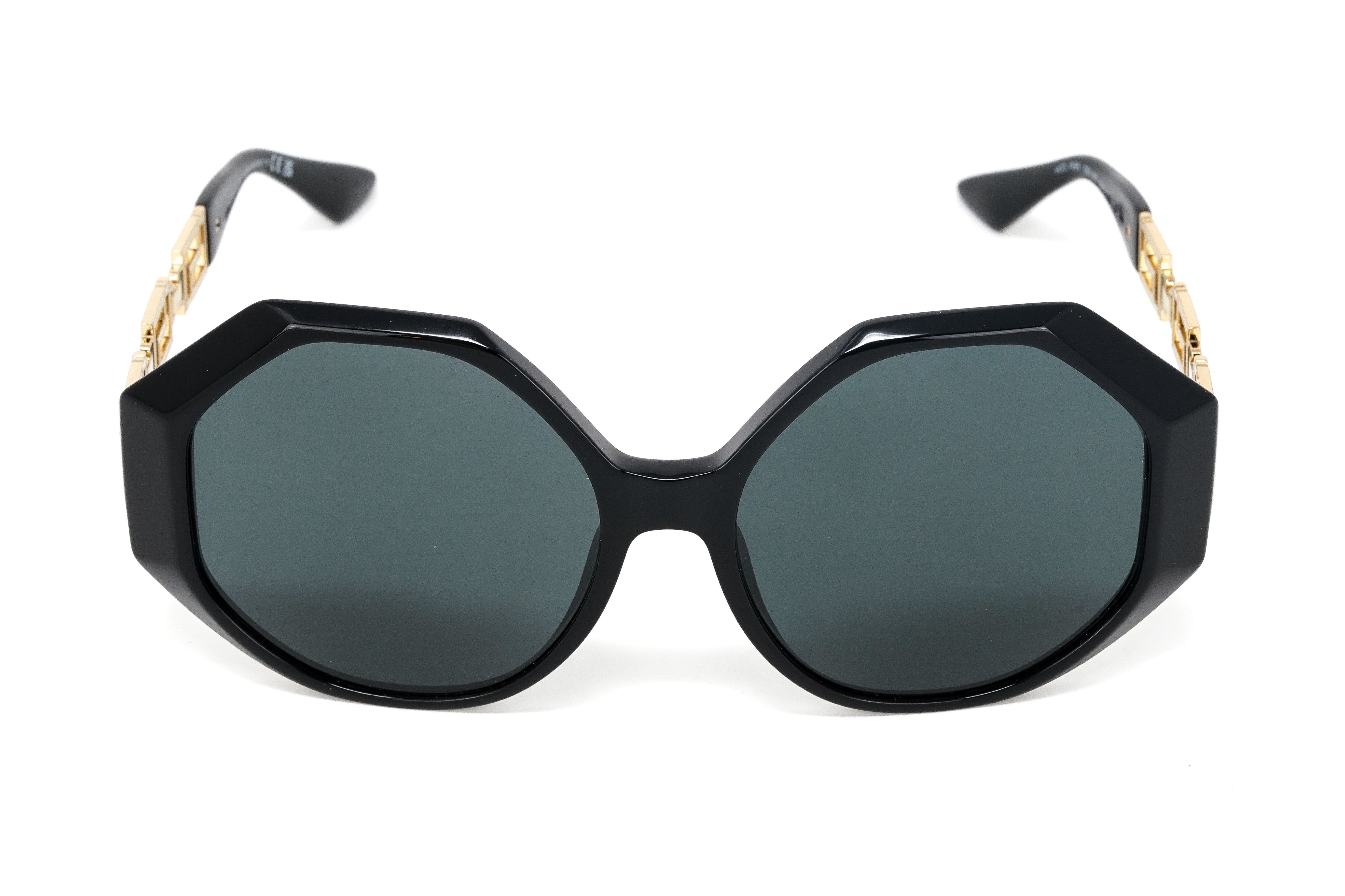 Versace Women's Sunglasses Oversized Hexagonal Black/Gold VE4395 GB1/87-GR8 Sunglasses