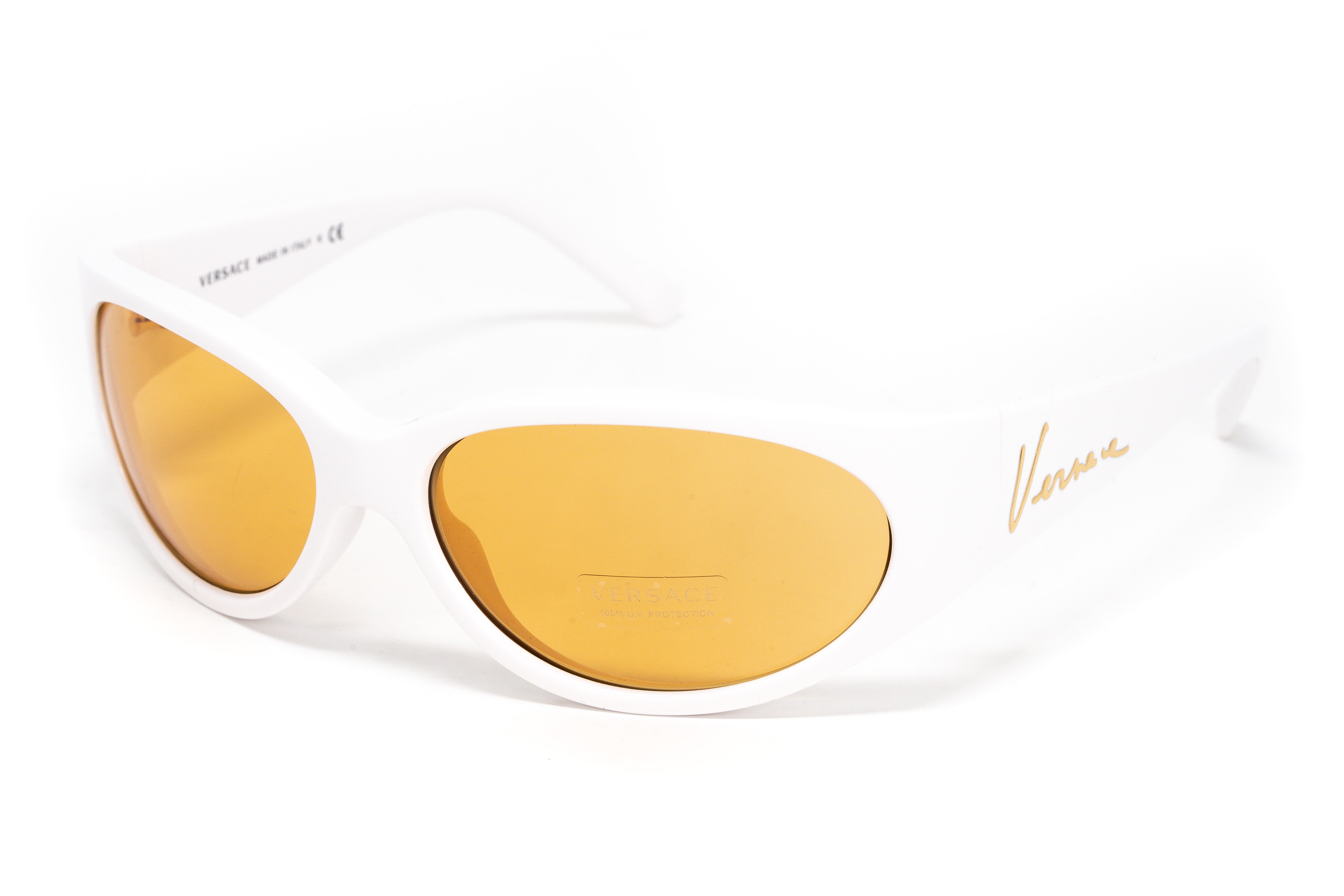Versace Women's Sunglasses Cat Eye White/Yellow VE4386 401/7-GR8 Sunglasses