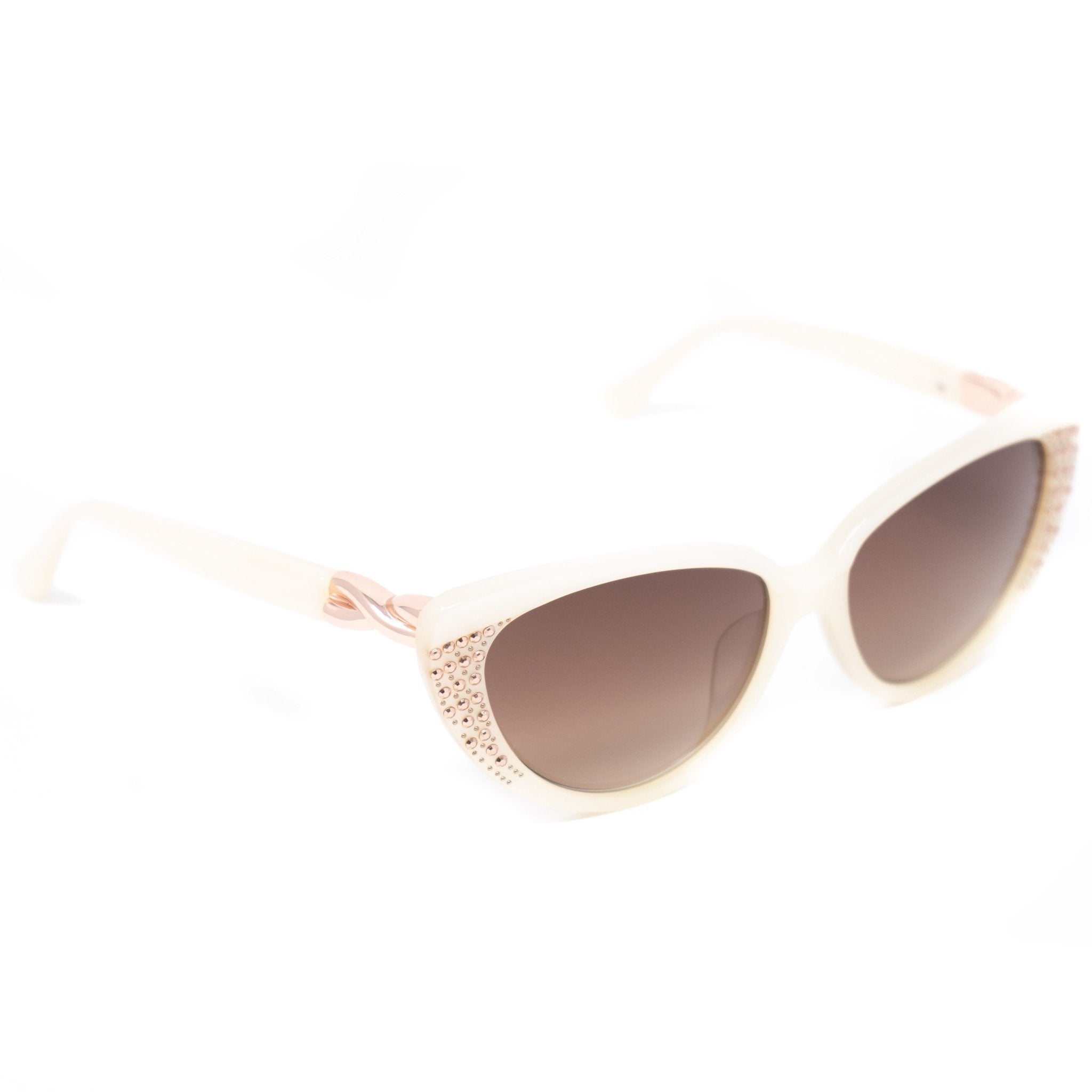 Agent Provocateur Sunglasses Cat Eye Beige and Steel with Brown-GR8 Sunglasses