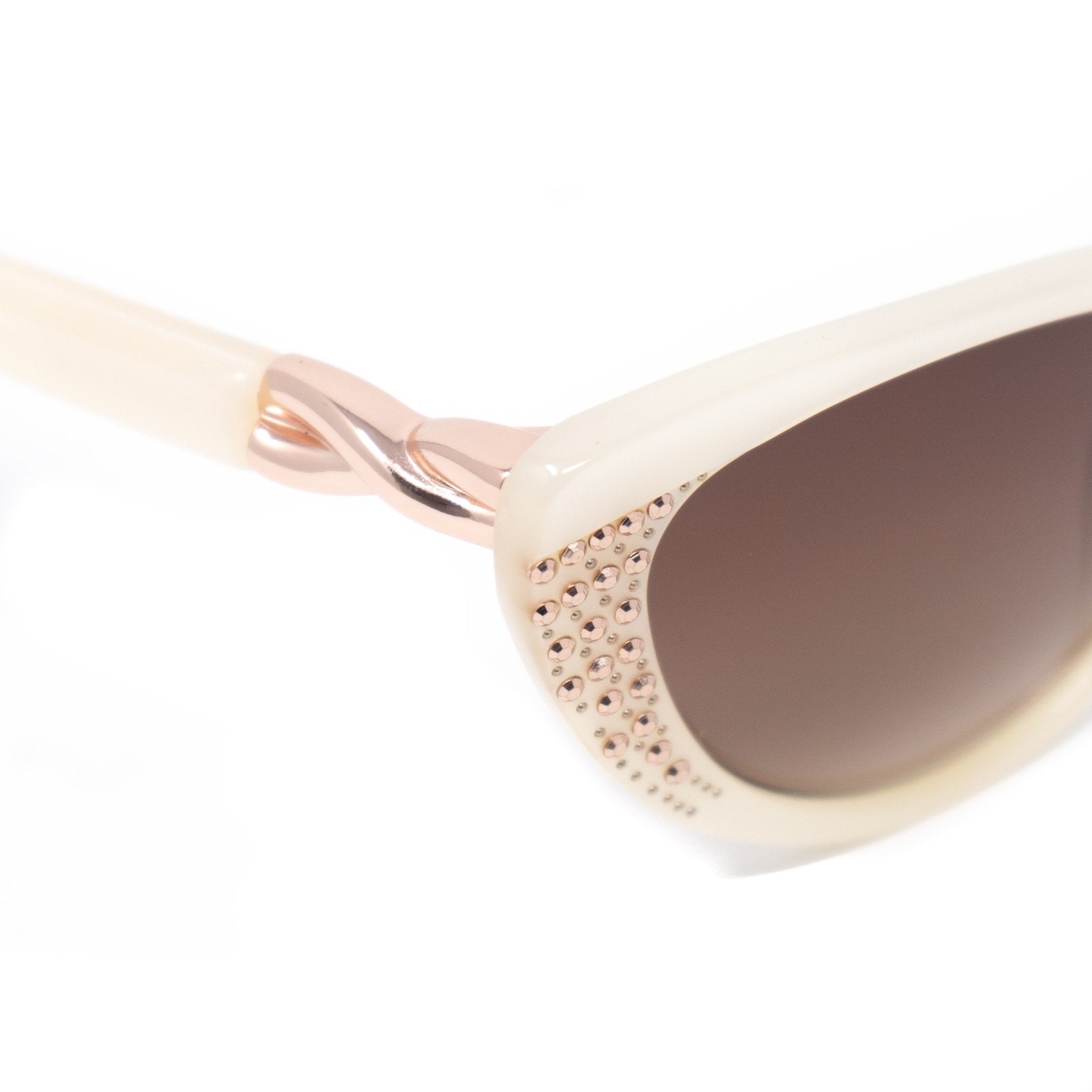 Agent Provocateur Sunglasses Cat Eye Beige and Steel with Brown-GR8 Sunglasses