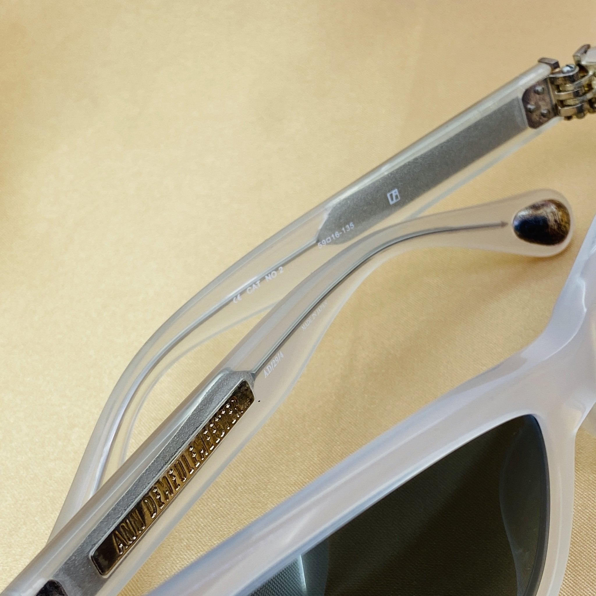 Ann Demeulemeester Ladies Sunglasses Cat Eye White and Grey AD29C4SUN-GR8 Sunglasses