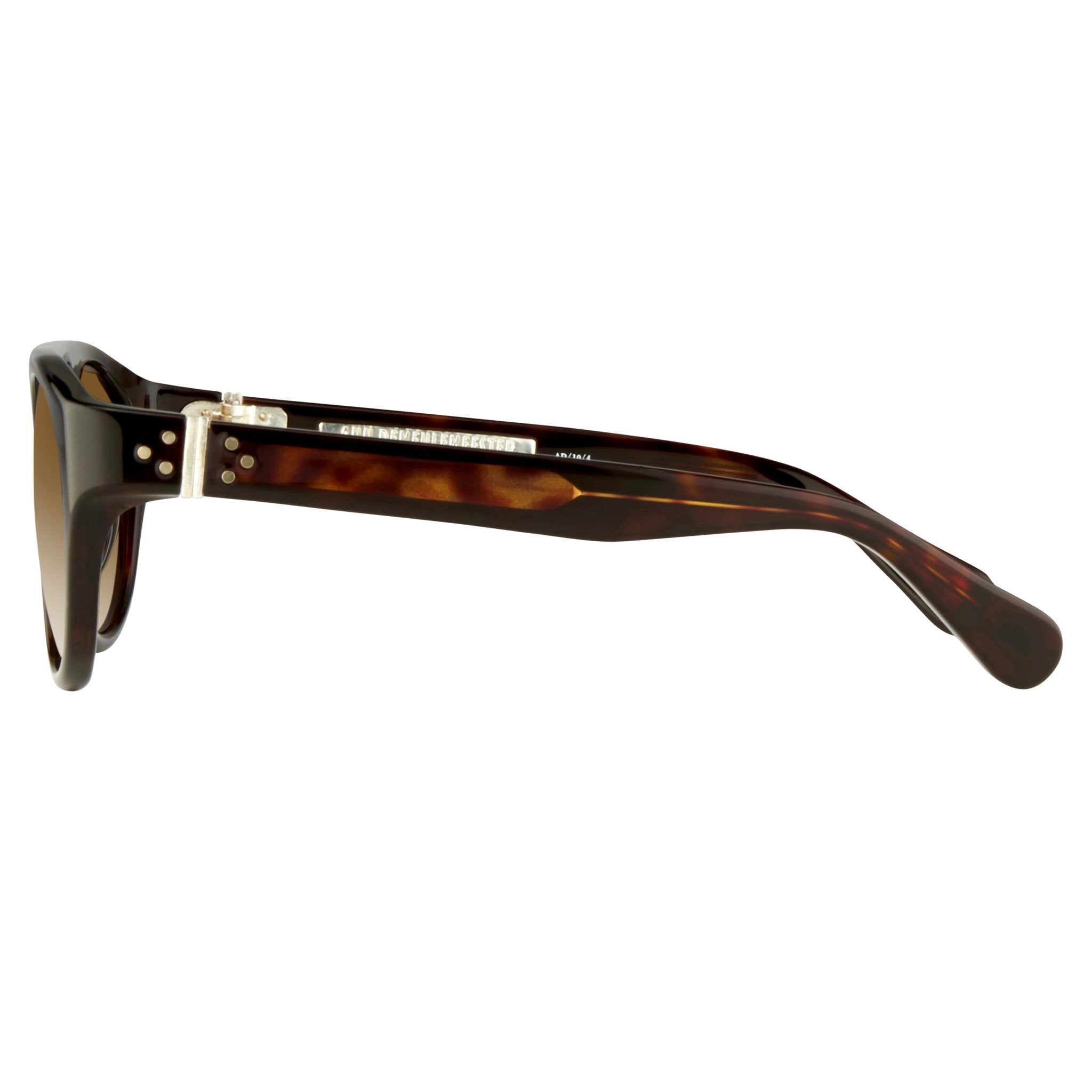 Ann Demeulemeester Sunglasses Flat Top Amber Tortoise Shell 925 Silver with Brown Lenses Category 3 AD10C4SUN - Watches & Crystals