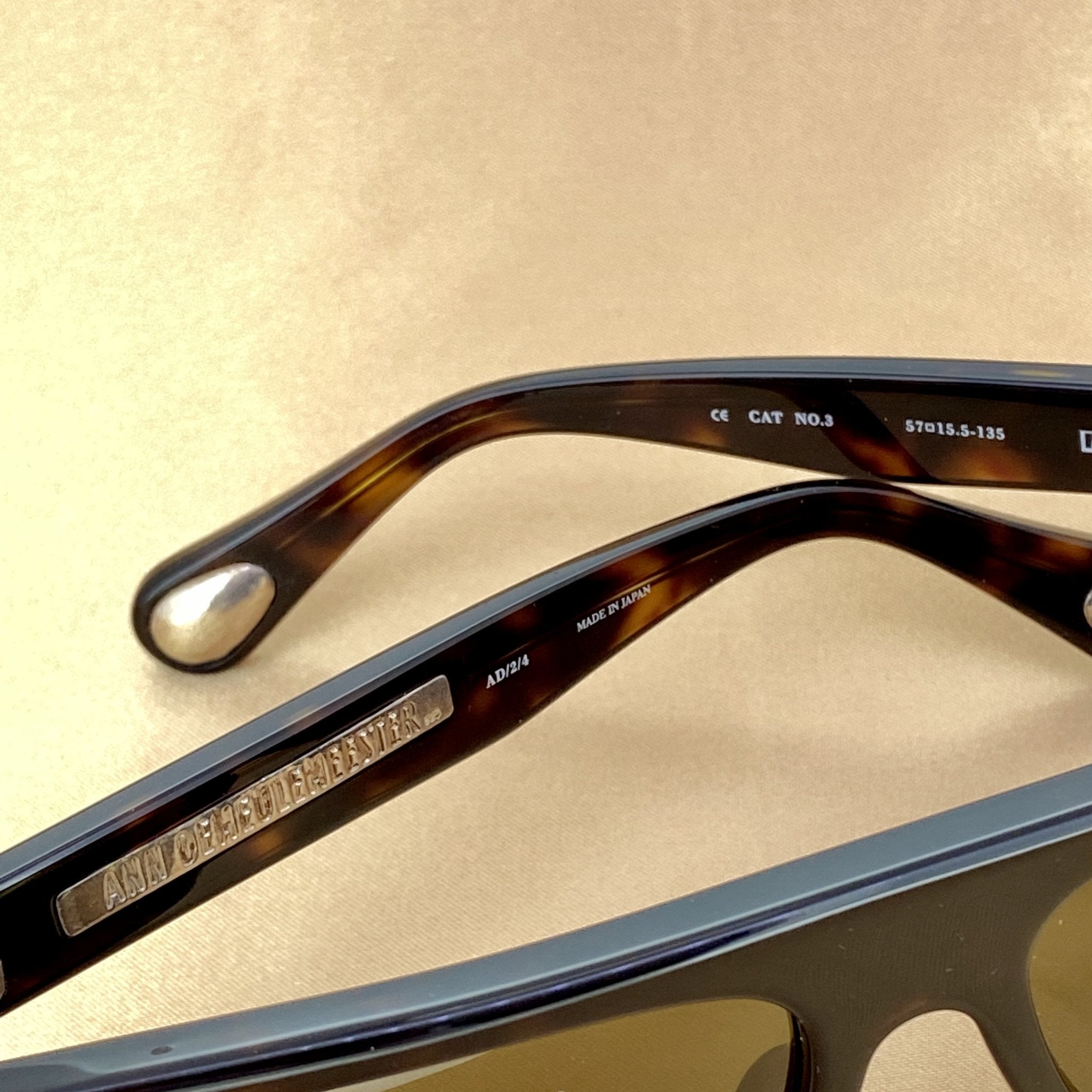 Ann Demeulemeester Men's Sunglasses Flat Top Amber Tortoise and Brown AD2C4SUN-GR8 Sunglasses