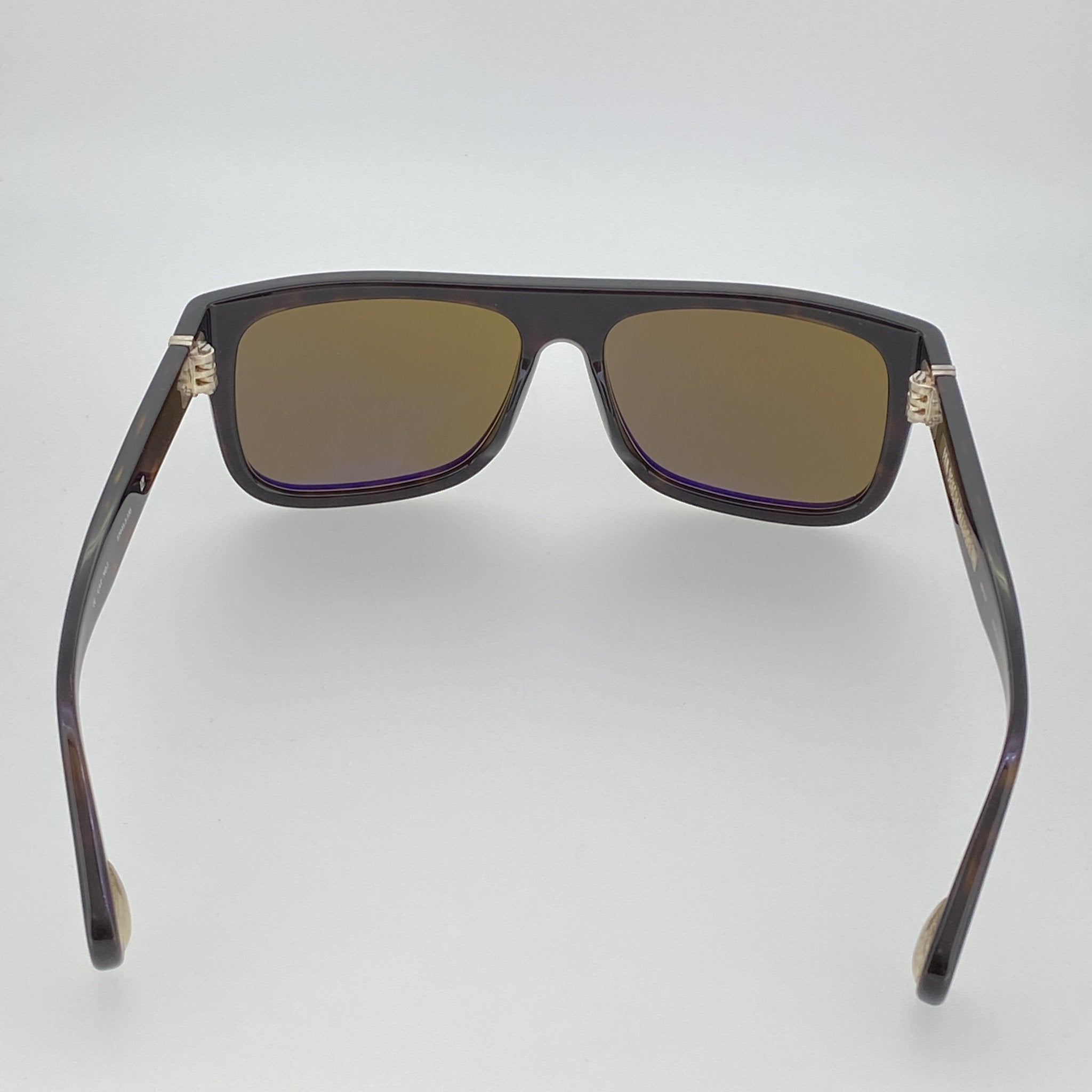 Ann Demeulemeester Men's Sunglasses Flat Top Amber Tortoise and Brown AD2C4SUN-GR8 Sunglasses