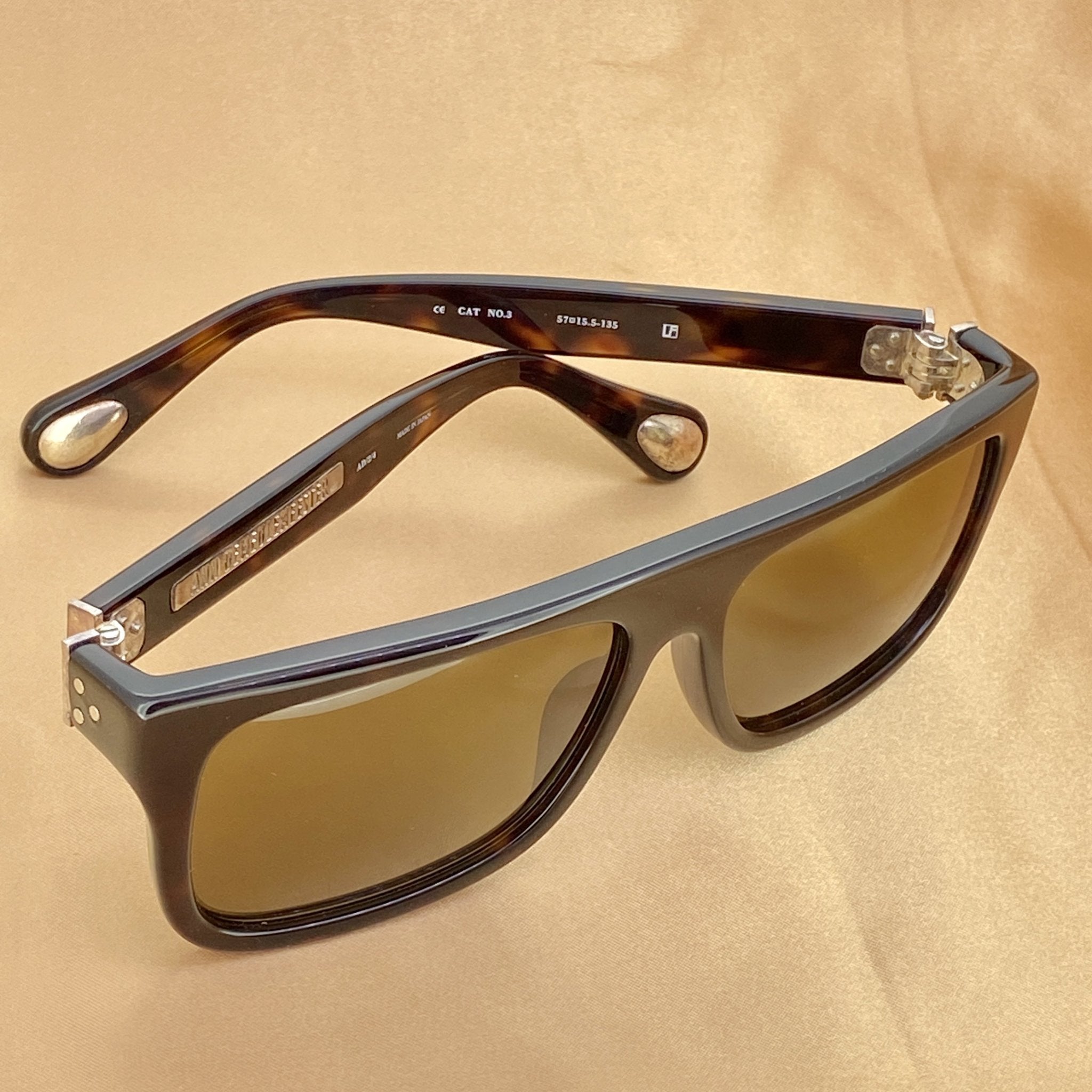 Ann Demeulemeester Men's Sunglasses Flat Top Amber Tortoise and Brown AD2C4SUN-GR8 Sunglasses