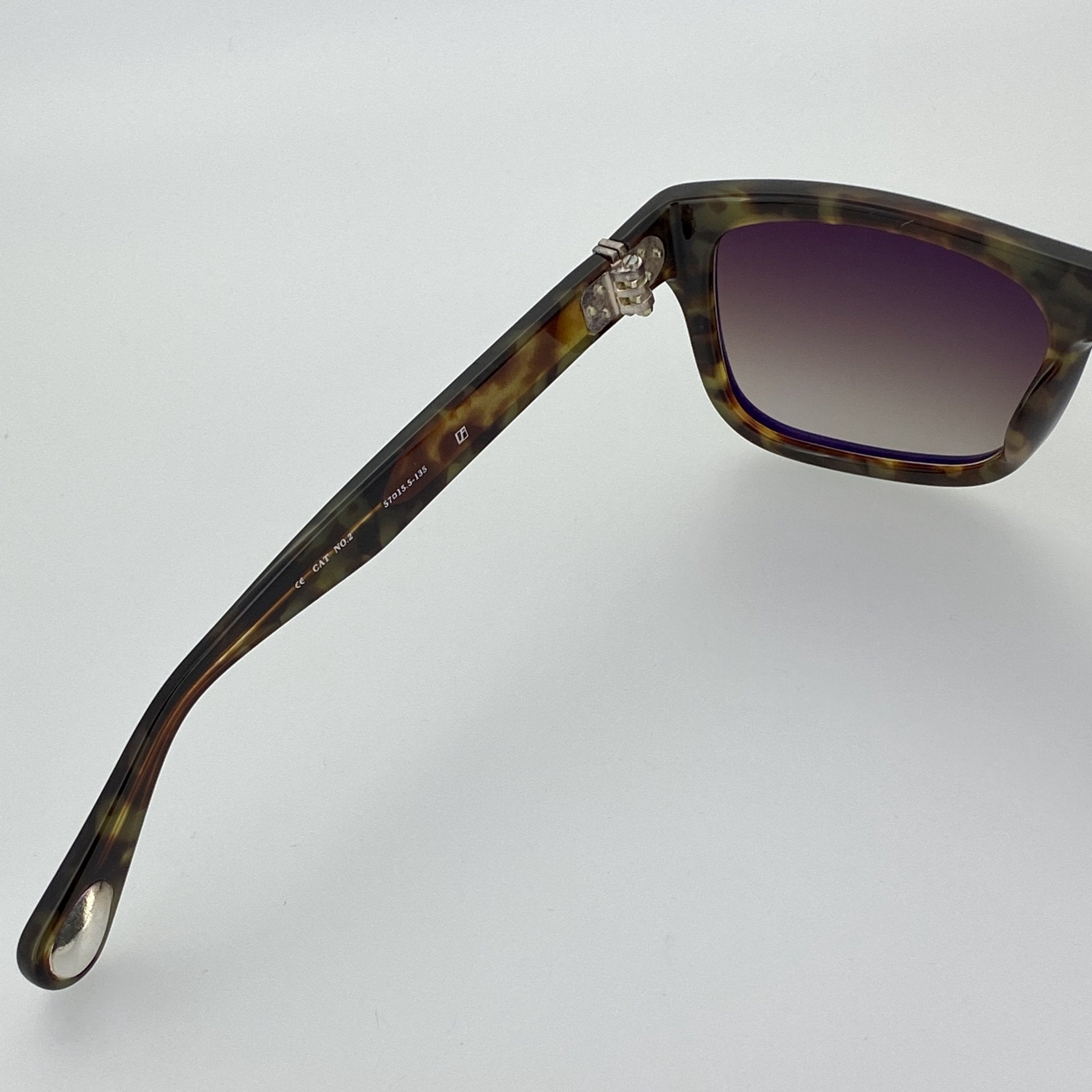 Ann Demeulemeester Sunglasses Flat Top Black Tortoise Shell 925 Silver with Brown Lenses AD2C6SUN - Watches & Crystals