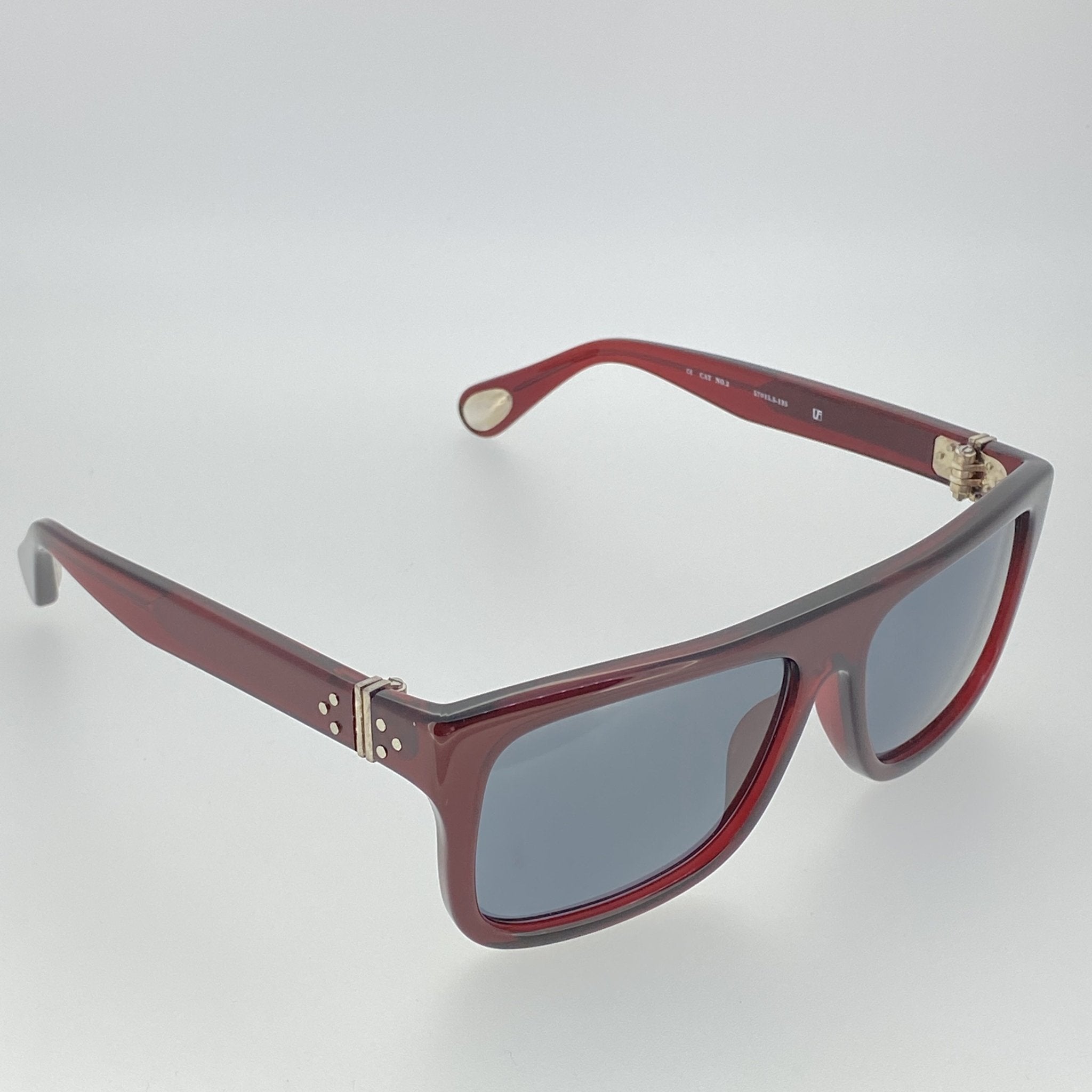 Ann Demeulemeester Sunglasses Flat Top Bordeaux Red and Blue-GR8 Sunglasses