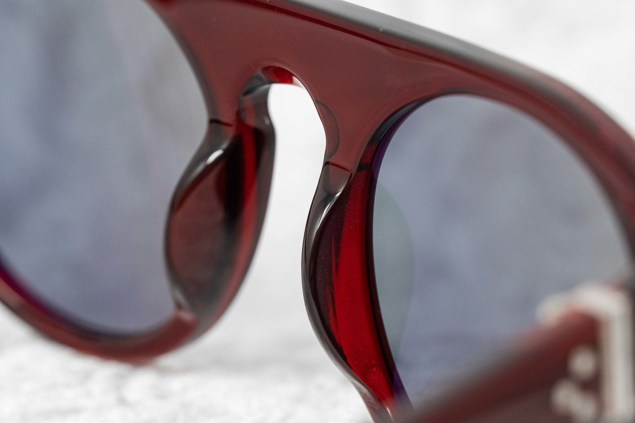 Ann Demeulemeester Sunglasses Flat Top Round Bordeaux Red and Blue-GR8 Sunglasses