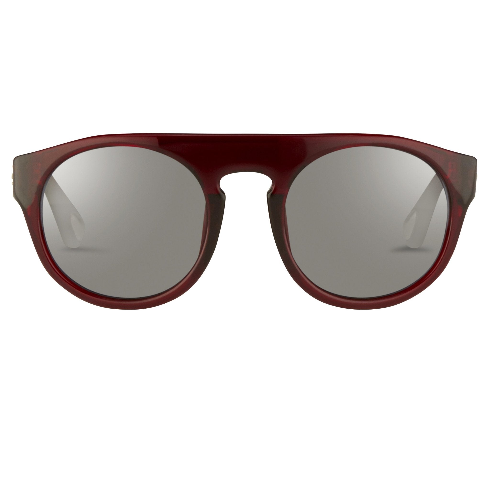 Ann Demeulemeester Sunglasses Flat Top Round Bordeaux Red and Blue-GR8 Sunglasses