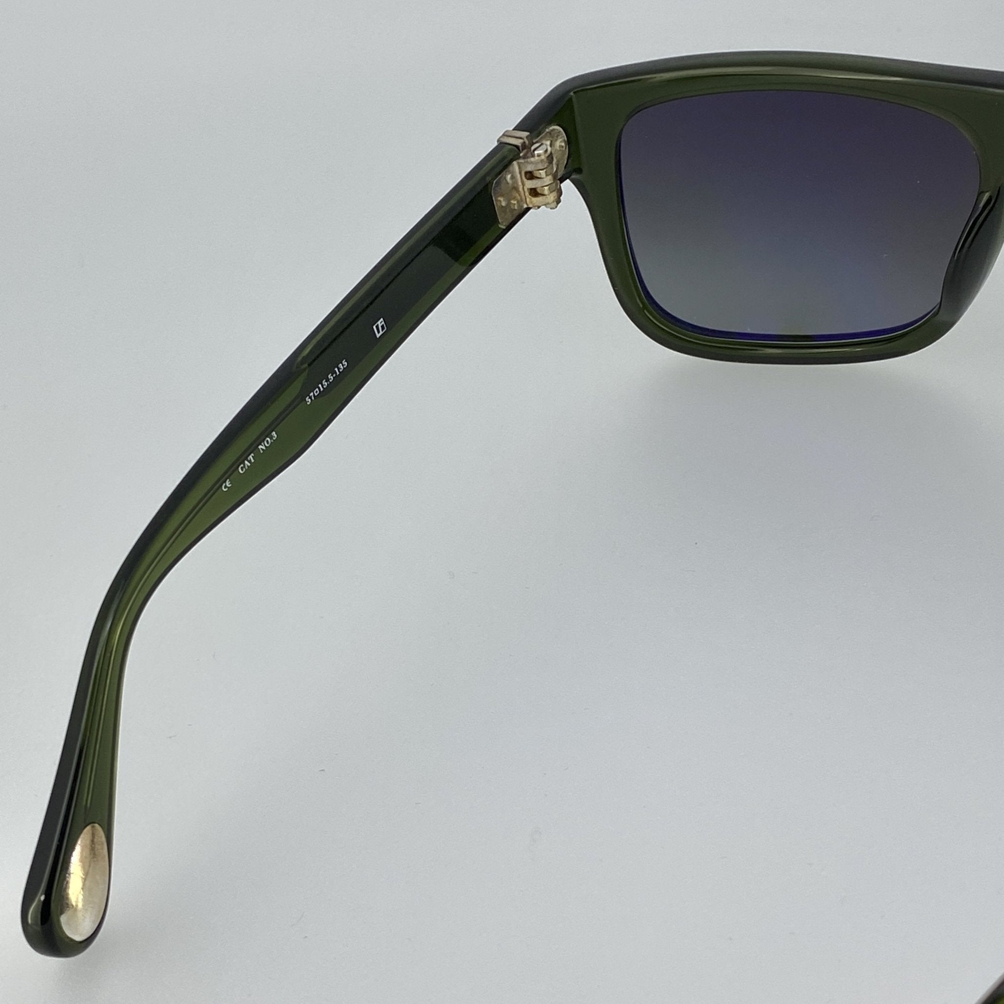 Ann Demeulemeester Sunglasses Flat Top Green 925 Silver with Green Lenses Category 3 Dark Tint AD2C7SUN - Watches & Crystals