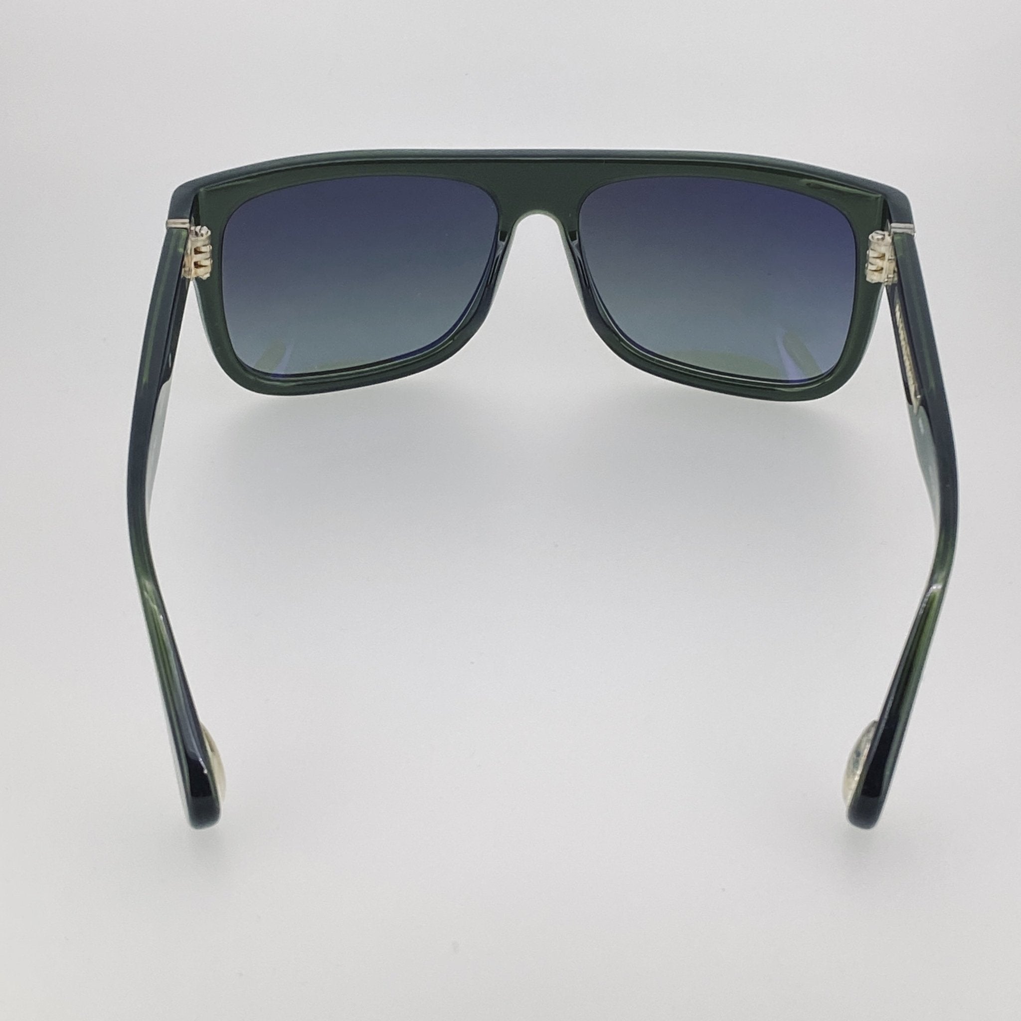 Ann Demeulemeester Sunglasses Flat Top Green 925 Silver with Green Lenses Category 3 Dark Tint AD2C7SUN - Watches & Crystals