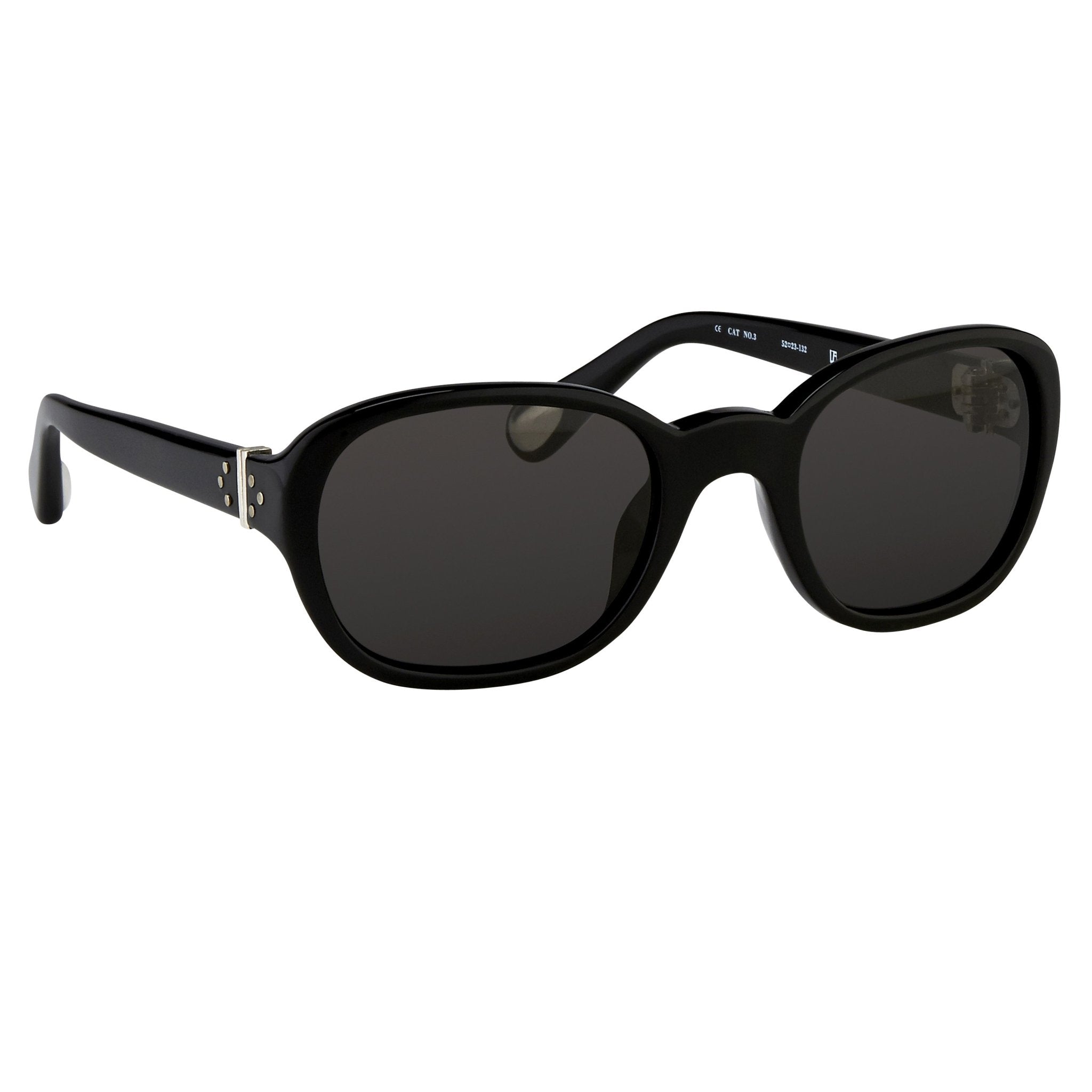 Ann Demeulemeester Ladies Sunglasses Oval Black and Grey AD8C1SUN-GR8 Sunglasses