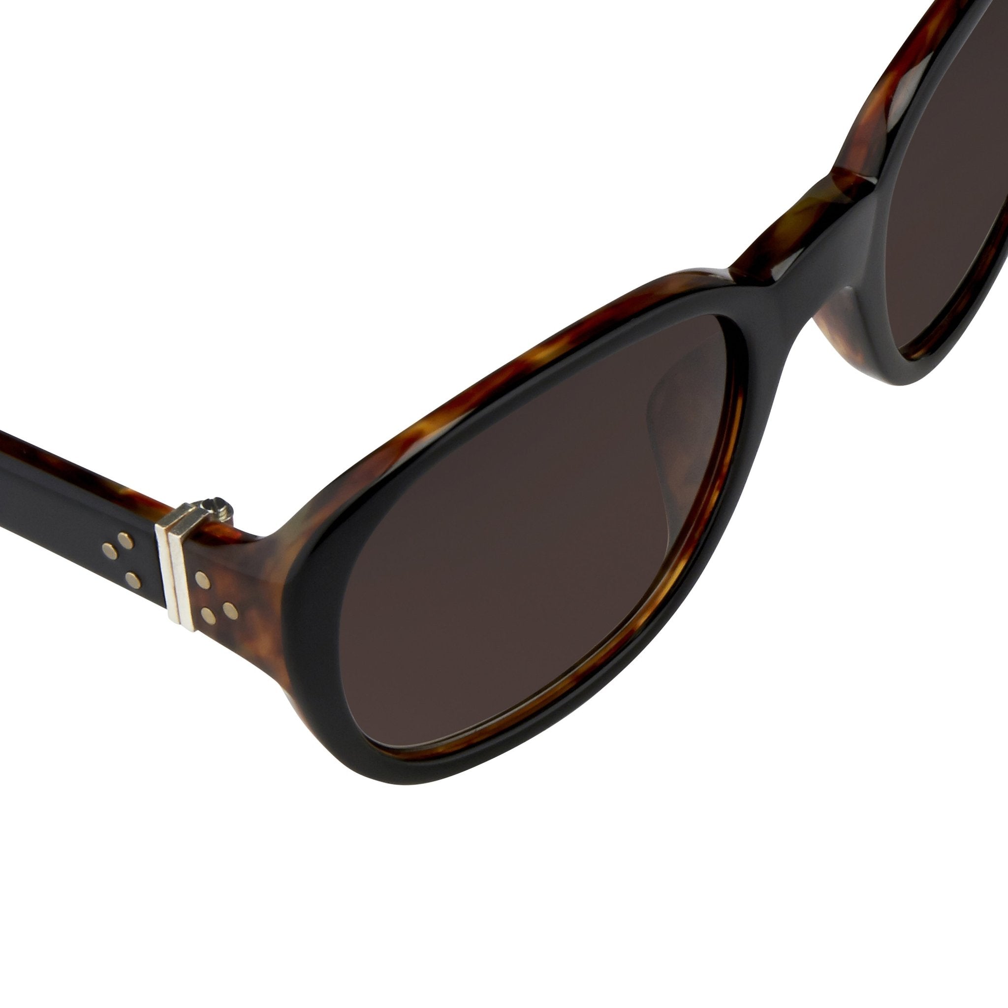 Ann Demeulemeester Ladies Sunglasses Oval Black and Brown Graduated AD8C6SUN-GR8 Sunglasses