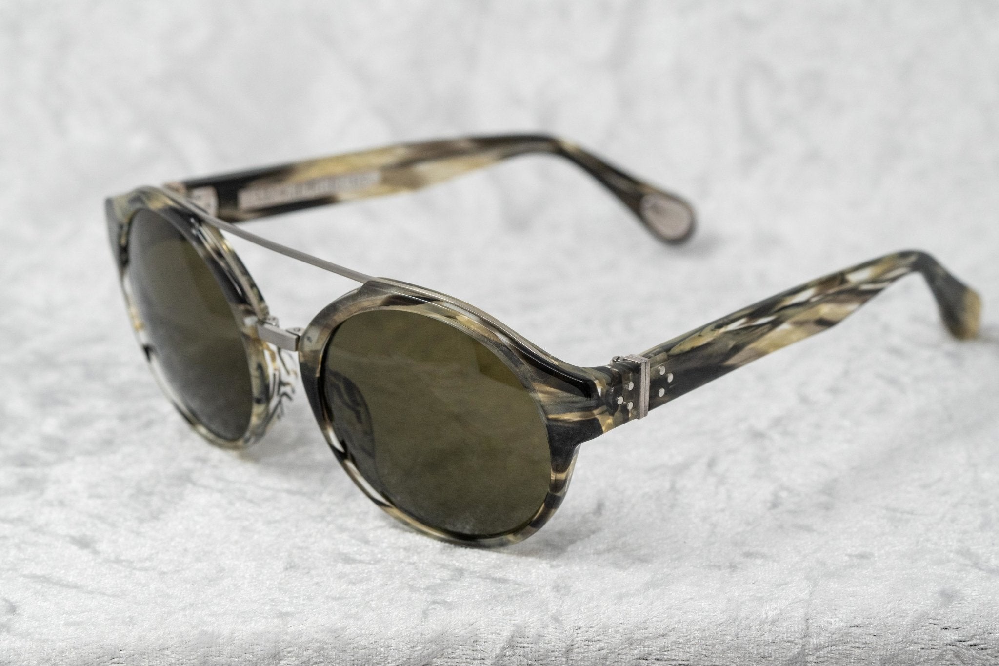 Ann Demeulemeester Ladies Sunglasses Round Hornet and Green AD45C3SUN-GR8 Sunglasses