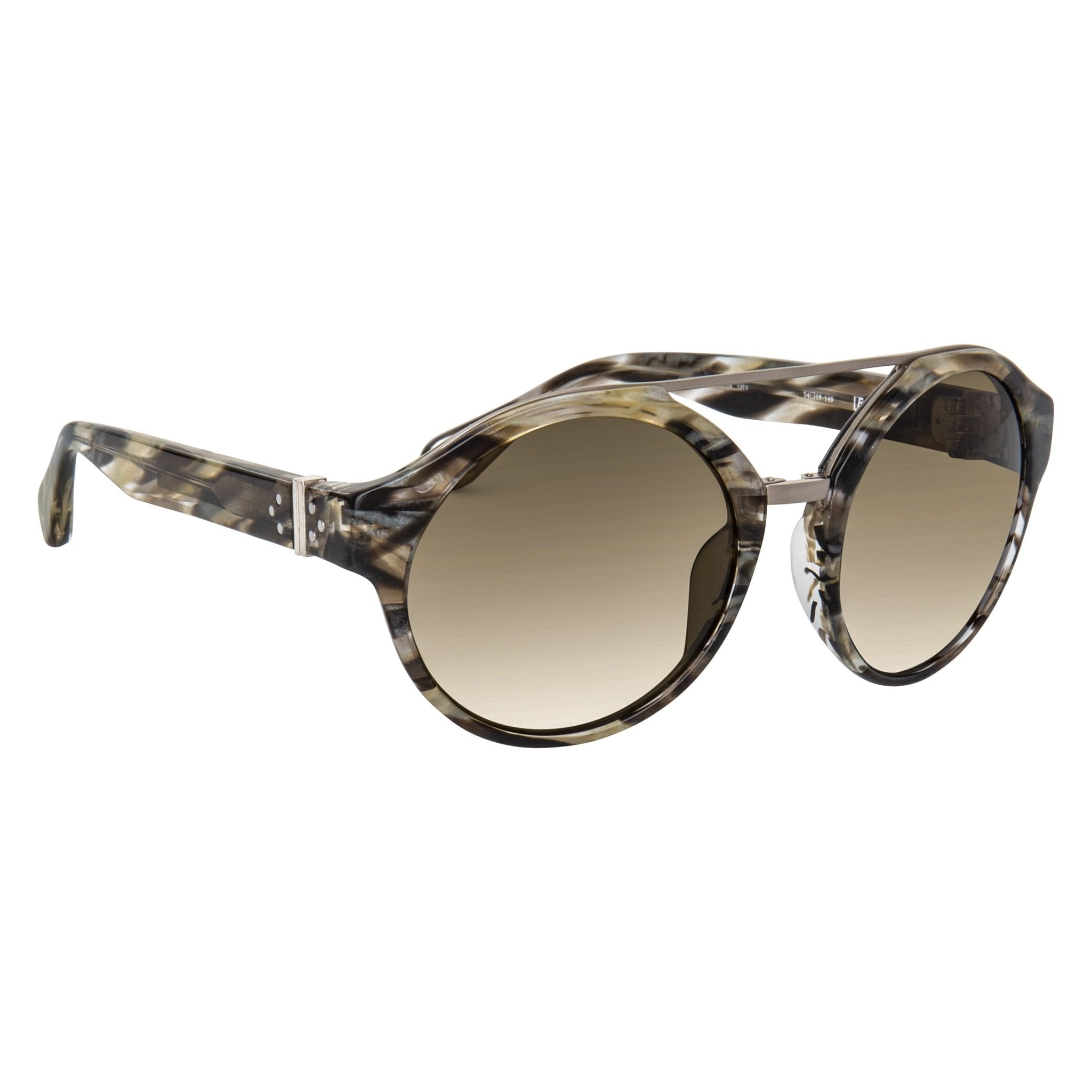 Ann Demeulemeester Ladies Sunglasses Round Hornet and Green AD45C3SUN-GR8 Sunglasses