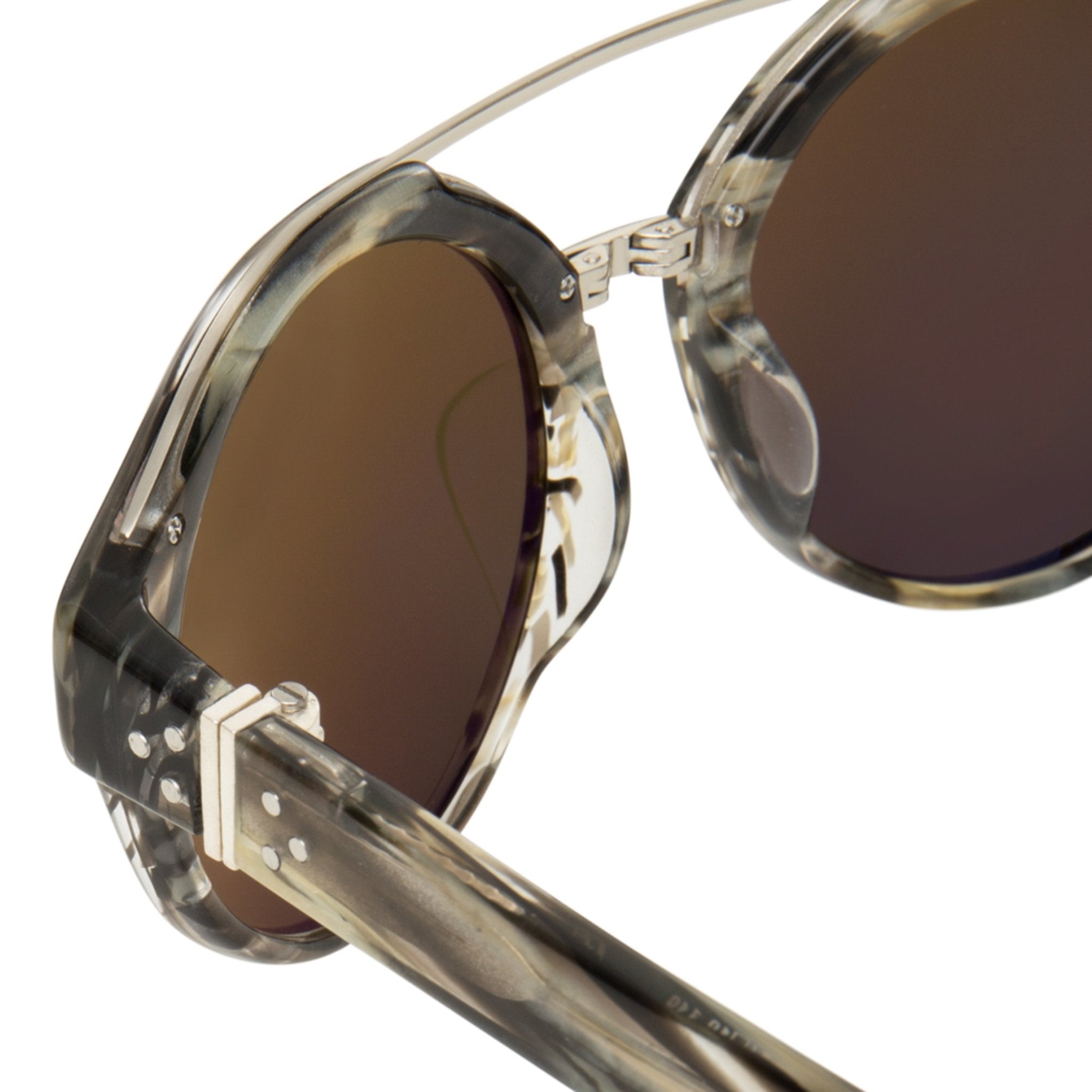 Ann Demeulemeester Sunglasses Round Hornet 925 Silver with Green Lenses CAT3 AD45C3SUN - Watches & Crystals