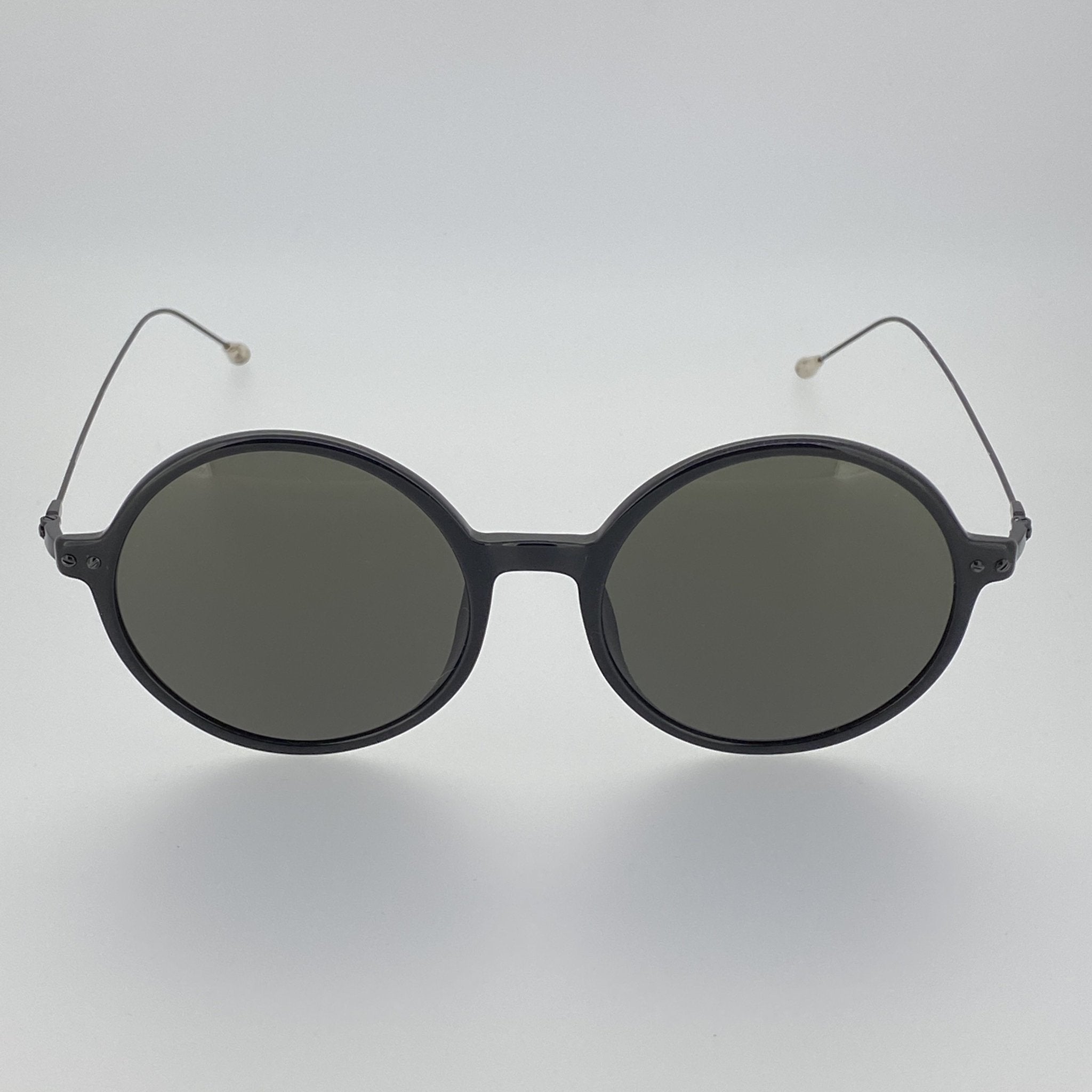 Ann Demeulemeester Sunglasses Round Shiny Black and Grey-GR8 Sunglasses