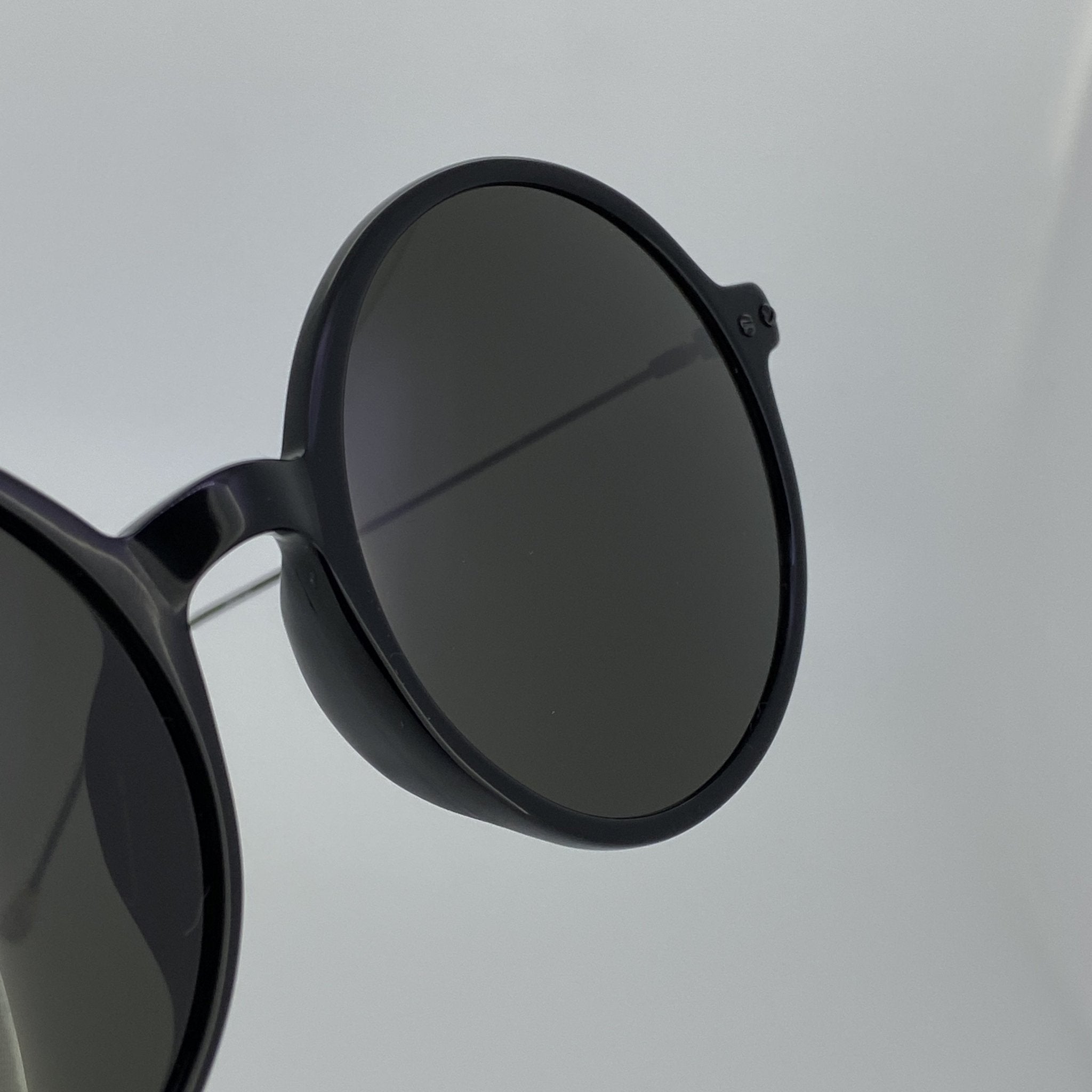 Ann Demeulemeester Sunglasses Round Shiny Black and Grey-GR8 Sunglasses