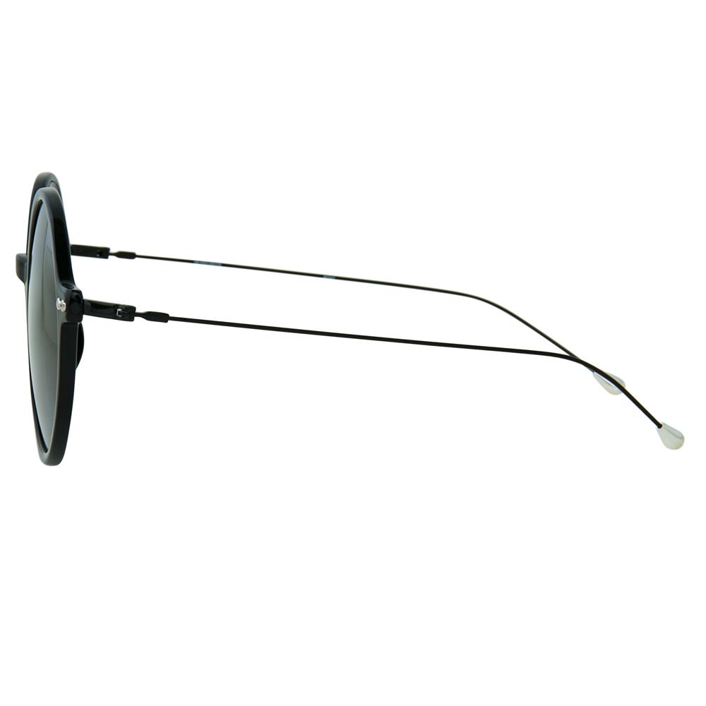 Ann Demeulemeester Sunglasses Round Shiny Black and Grey-GR8 Sunglasses