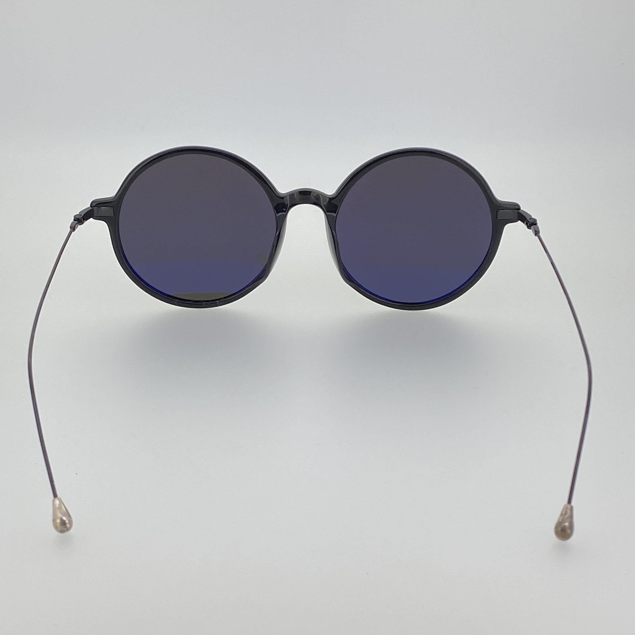 Ann Demeulemeester Sunglasses Round Shiny Black and Grey-GR8 Sunglasses