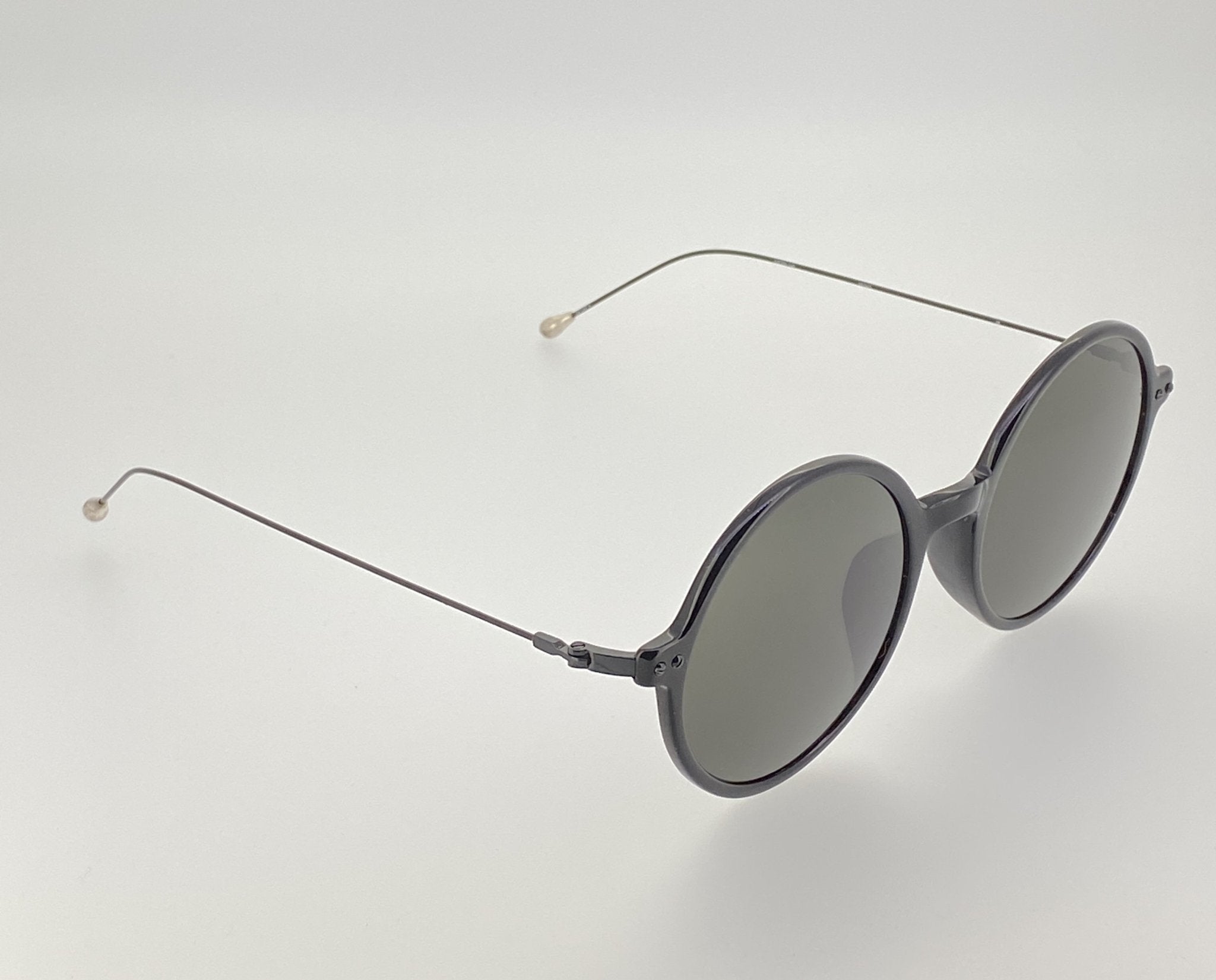 Ann Demeulemeester Sunglasses Round Shiny Black and Grey-GR8 Sunglasses