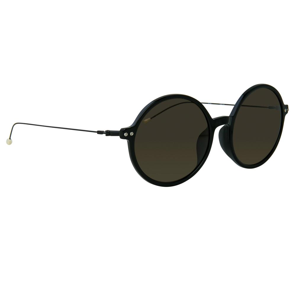 Ann Demeulemeester Sunglasses Round Shiny Black and Grey-GR8 Sunglasses