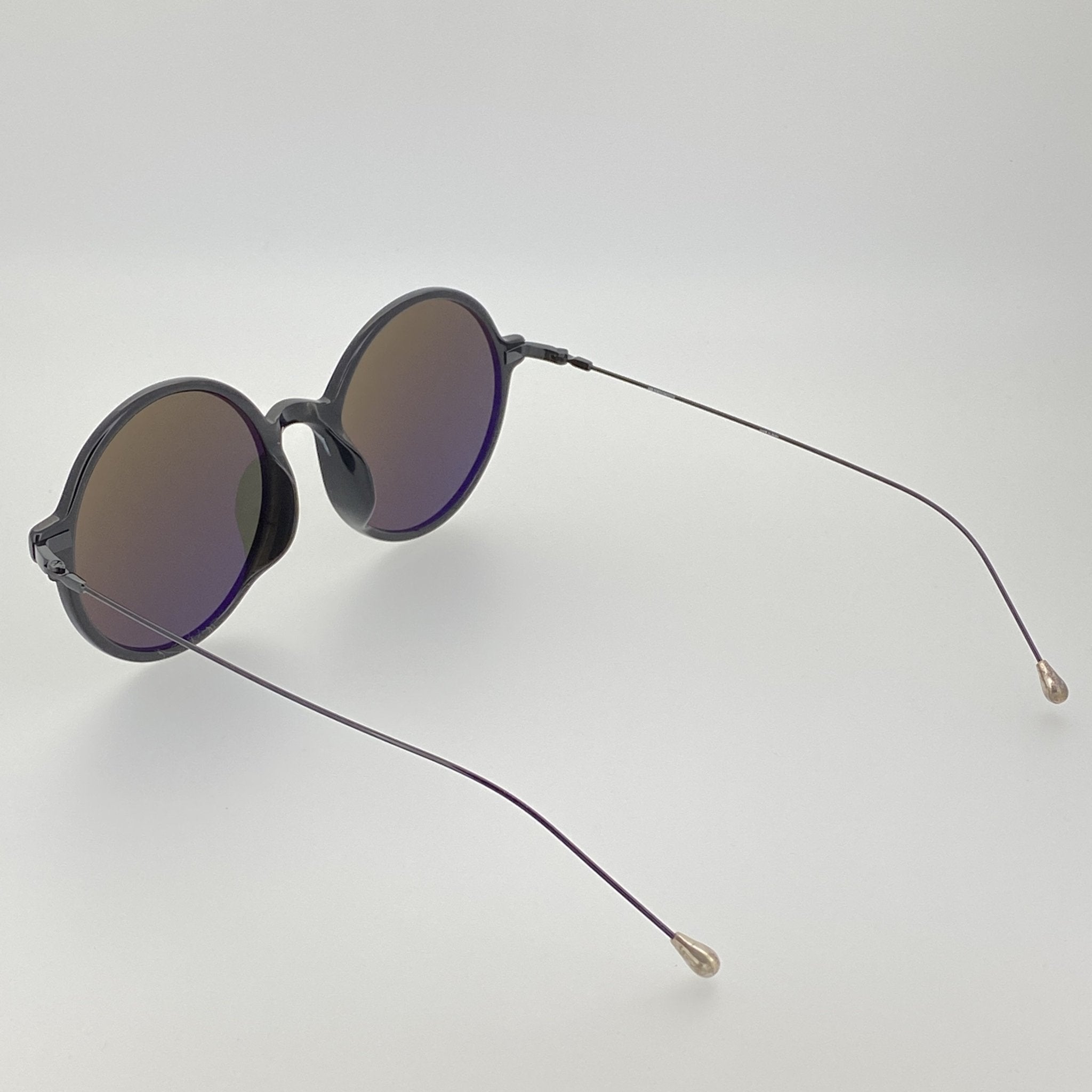 Ann Demeulemeester Sunglasses Round Shiny Black and Grey-GR8 Sunglasses