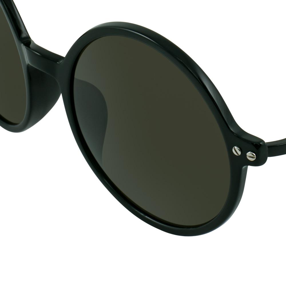 Ann Demeulemeester Sunglasses Round Shiny Black and Grey-GR8 Sunglasses