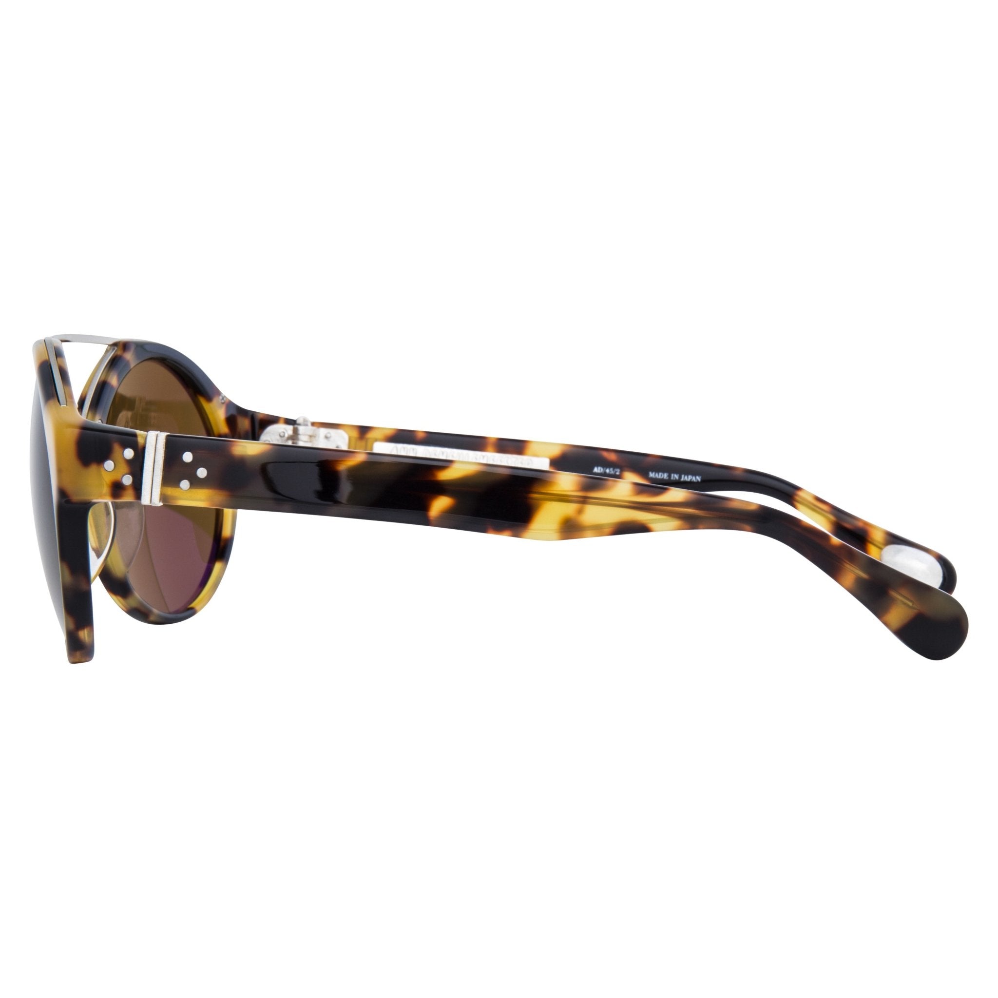 Ann Demeulemeester Sunglasses Round Tortoise Shell Titanium with Brown AD45C2SUN-GR8 Sunglasses