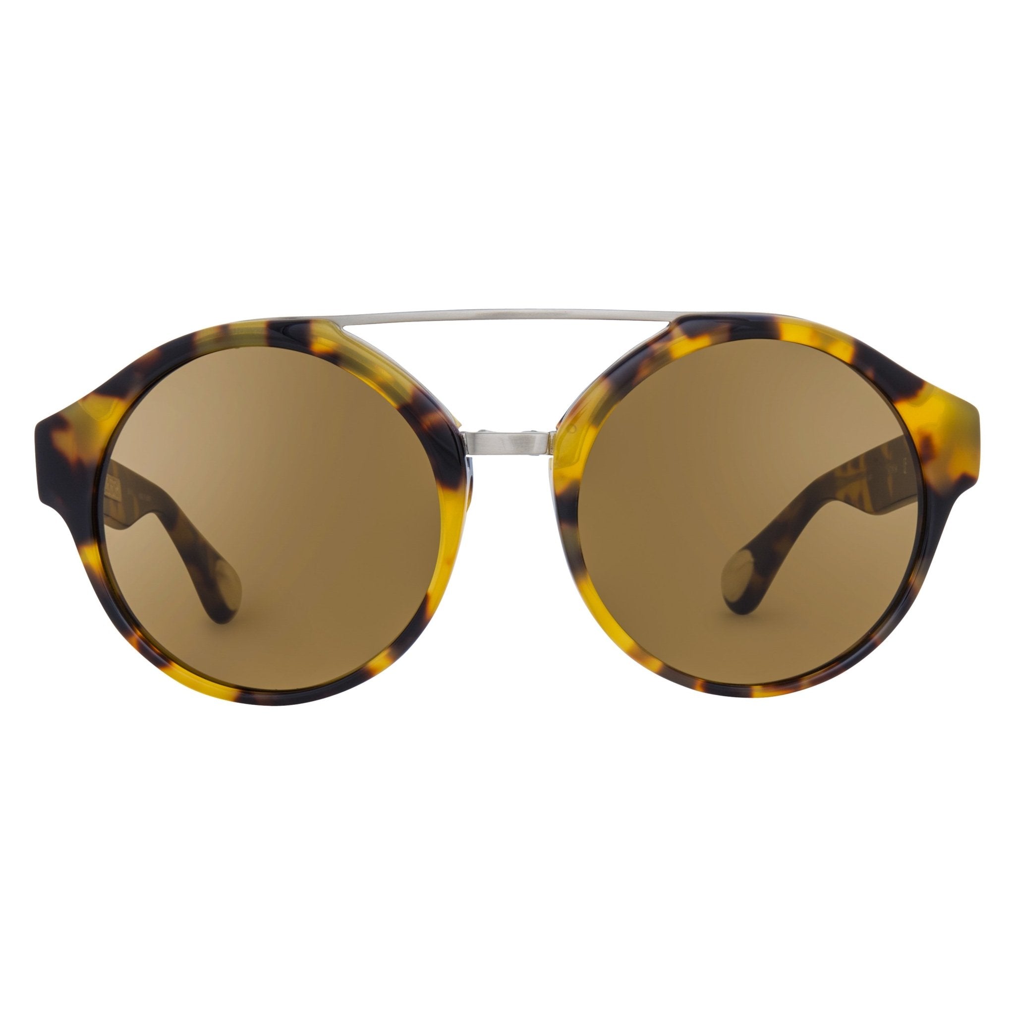 Ann Demeulemeester Sunglasses Round Tortoise Shell Titanium with Brown AD45C2SUN-GR8 Sunglasses