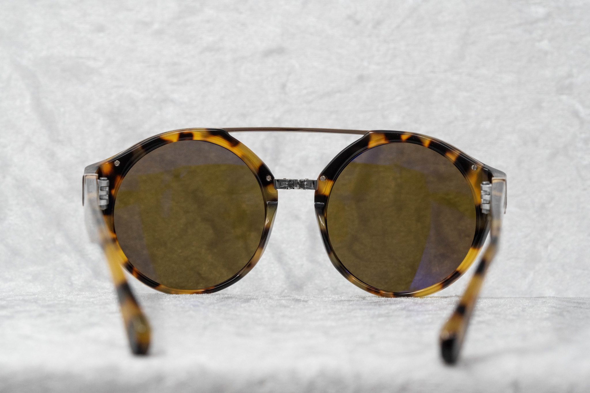 Ann Demeulemeester Sunglasses Round Tortoise Shell Titanium with Brown AD45C2SUN-GR8 Sunglasses