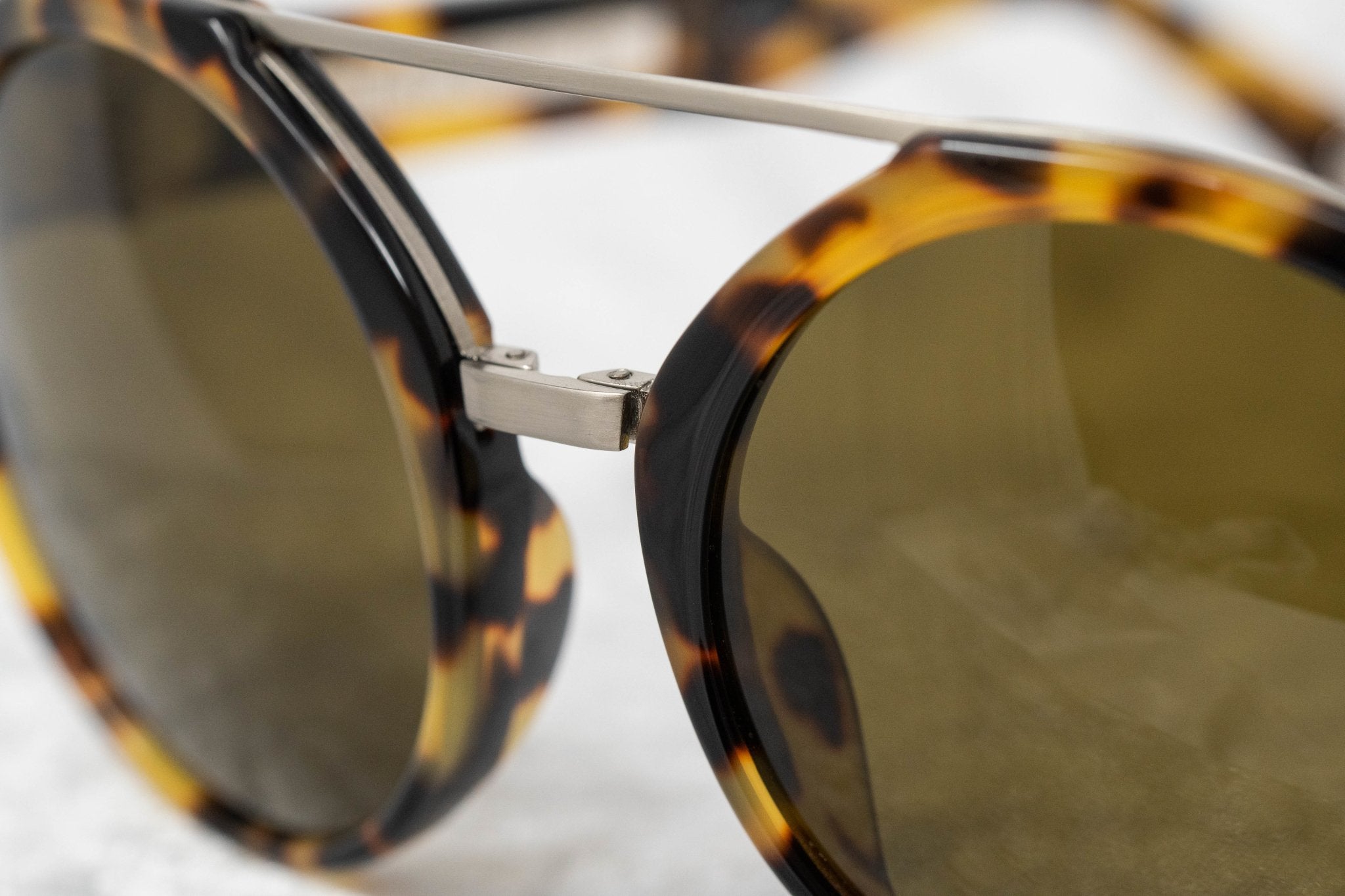 Ann Demeulemeester Sunglasses Round Tortoise Shell Titanium with Brown AD45C2SUN-GR8 Sunglasses