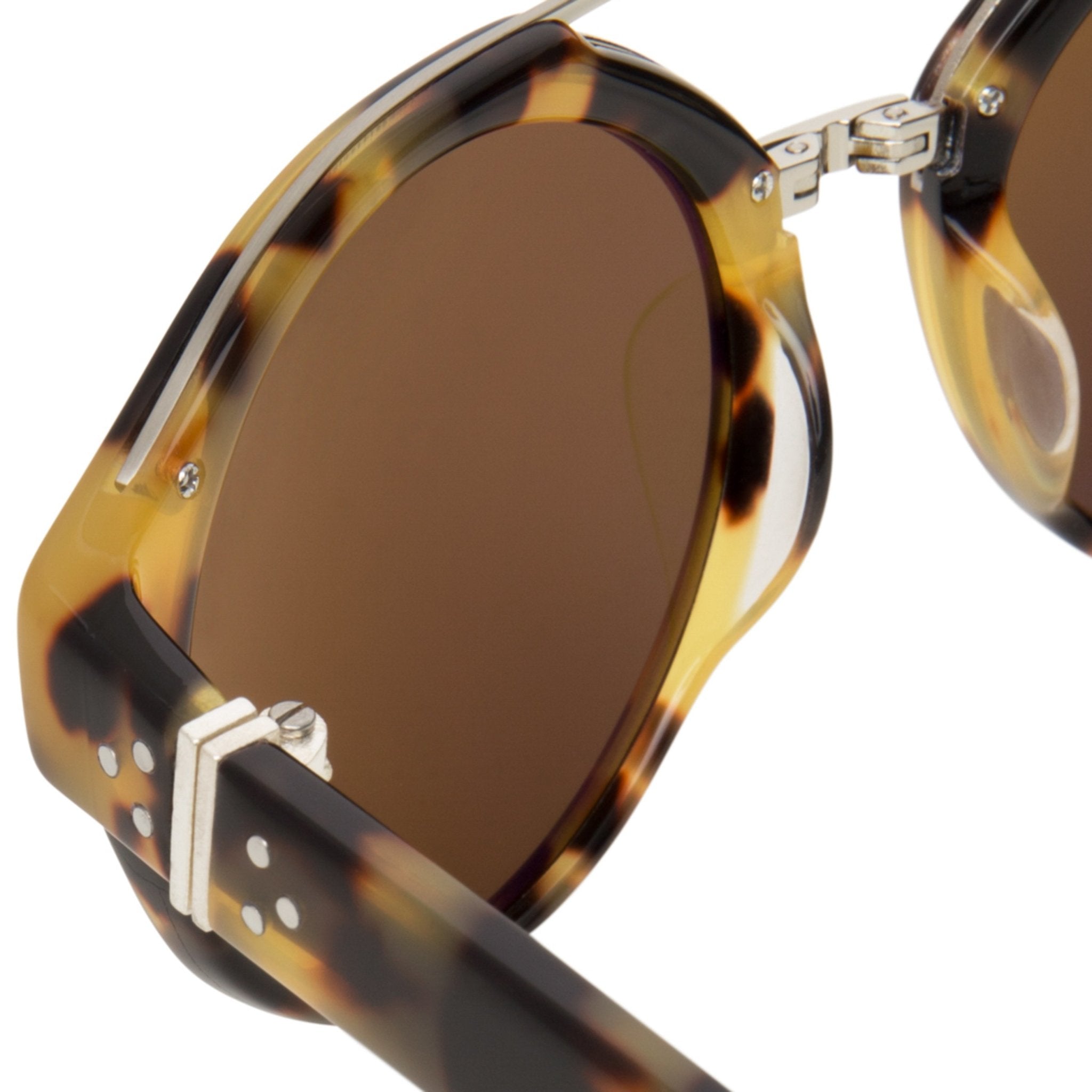 Ann Demeulemeester Sunglasses Round Tortoise Shell Titanium with Brown AD45C2SUN-GR8 Sunglasses