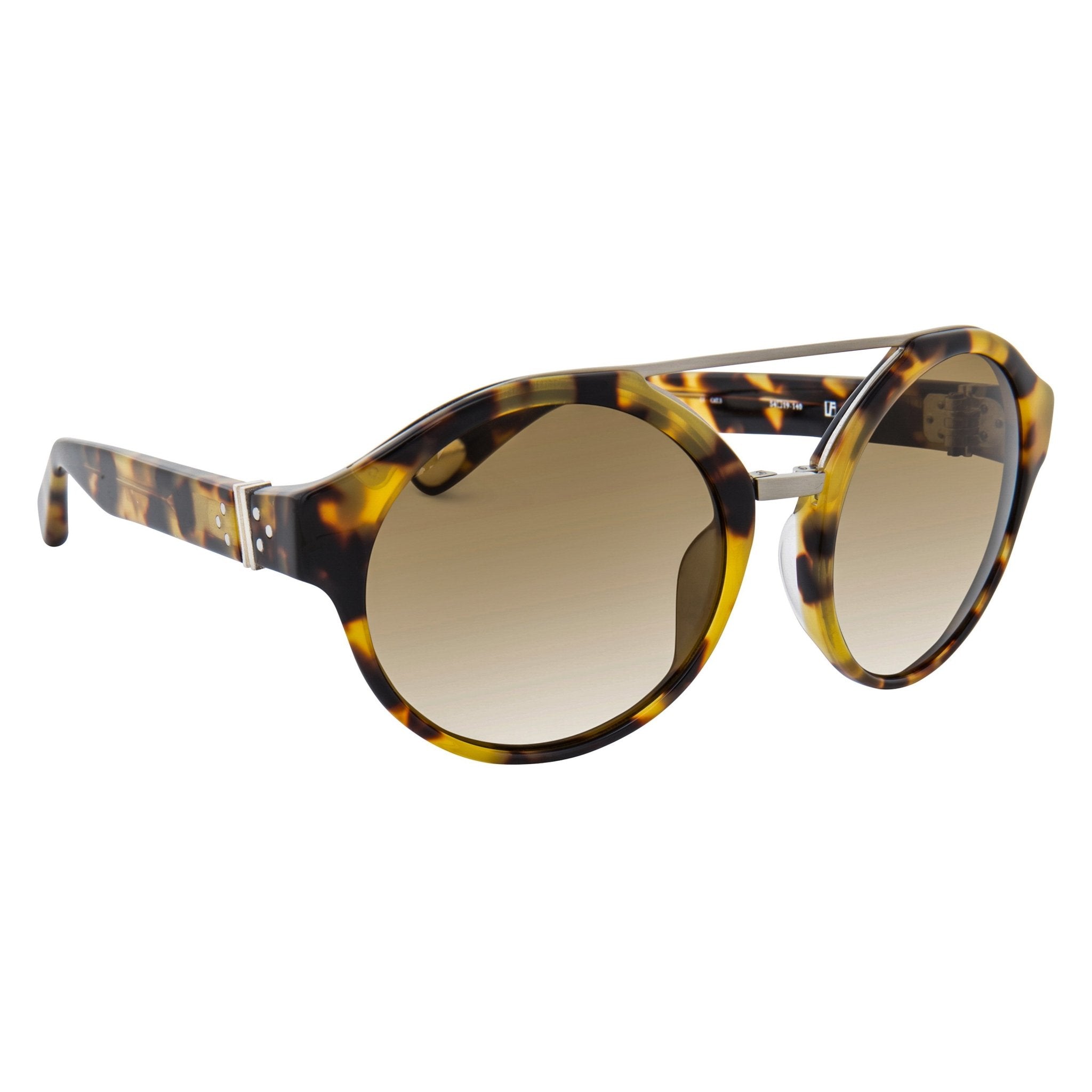 Ann Demeulemeester Sunglasses Round Tortoise Shell Titanium with Brown AD45C2SUN-GR8 Sunglasses