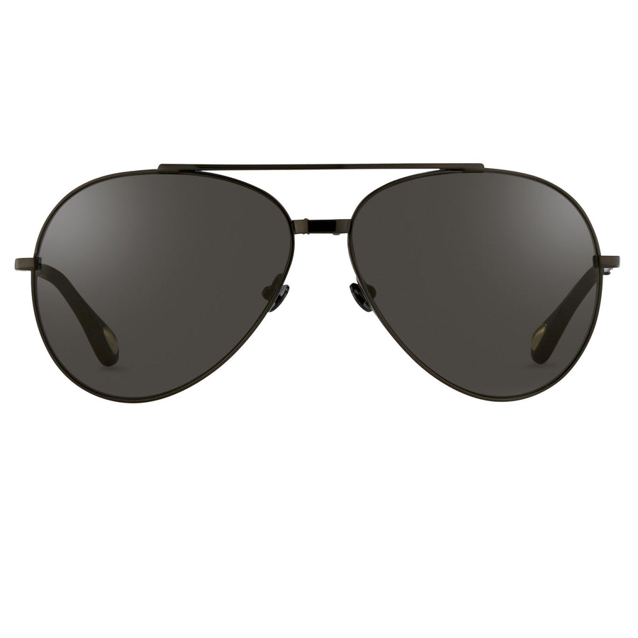 Ann Demeulemeester AD14C4SUN black aviator sunglasses with 925 silver temple ends