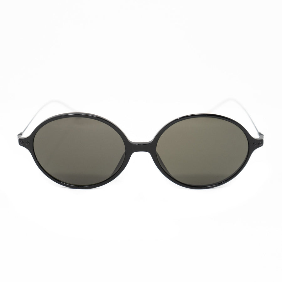 Ann Demeulemeester AD64C1SUN black oval sunglasses with 925 silver and grey lenses