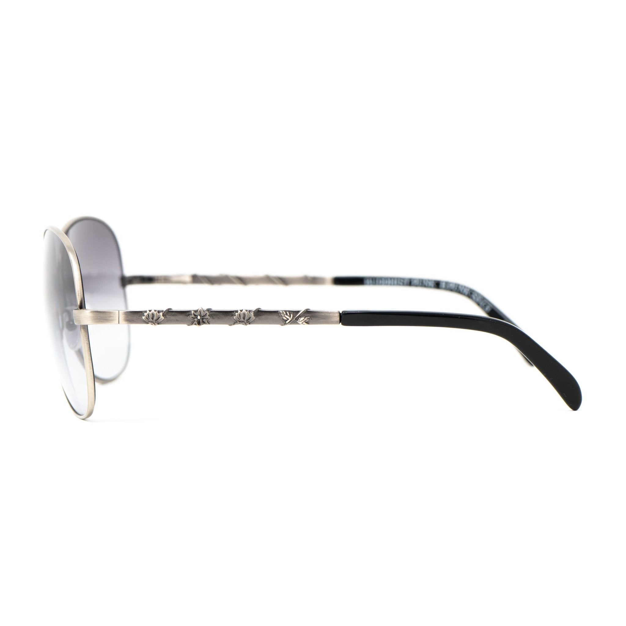 Buddhist Punk Sunglasses Rectangular Antique Silver and Grey-GR8 Sunglasses