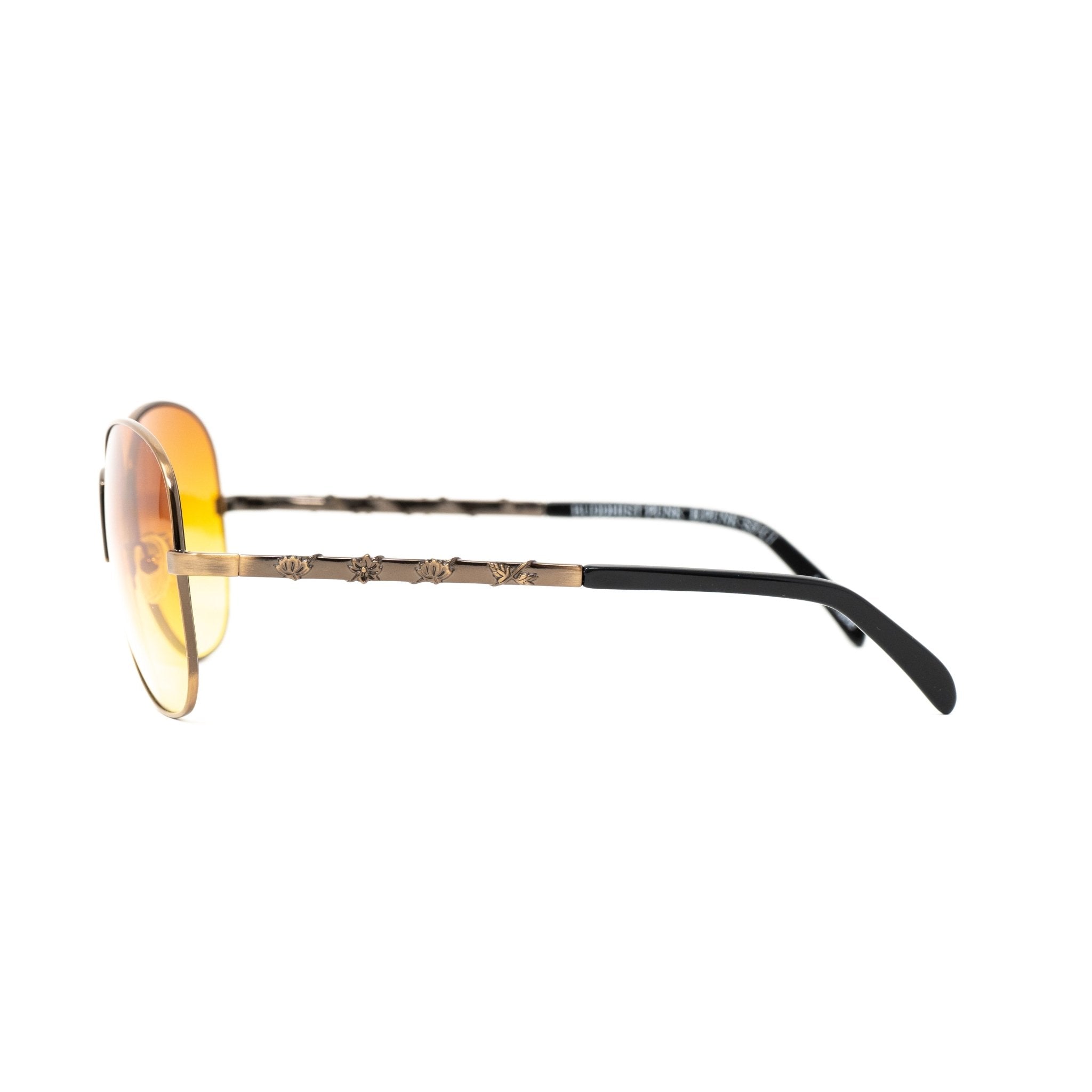Buddhist Punk Sunglasses Rectangular Gold and Yellow-GR8 Sunglasses