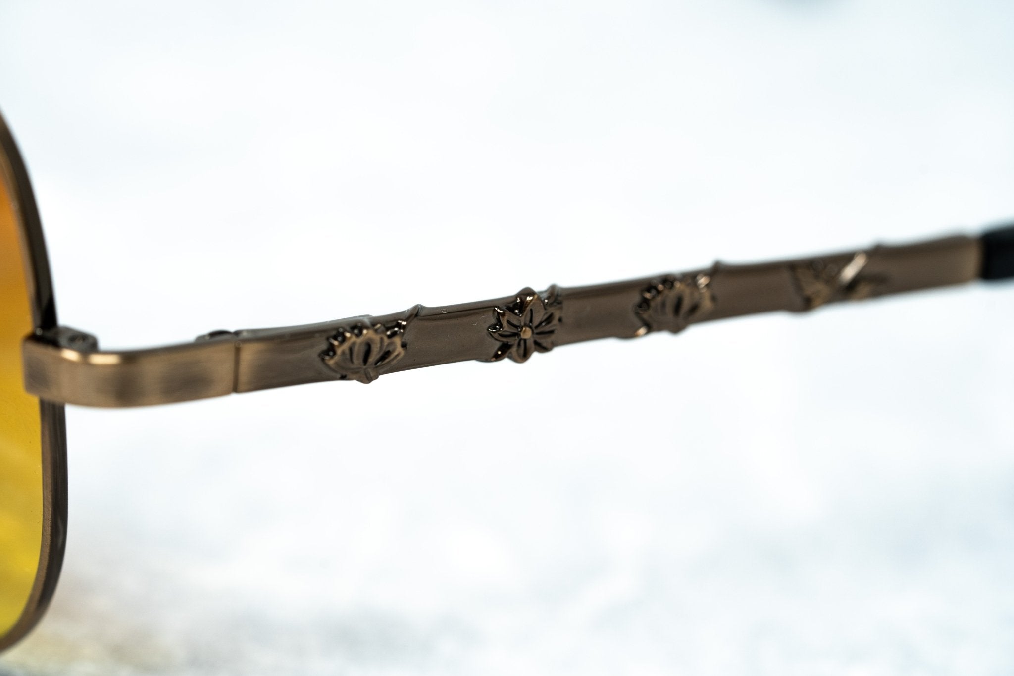 Buddhist Punk Sunglasses Rectangular Gold and Yellow-GR8 Sunglasses