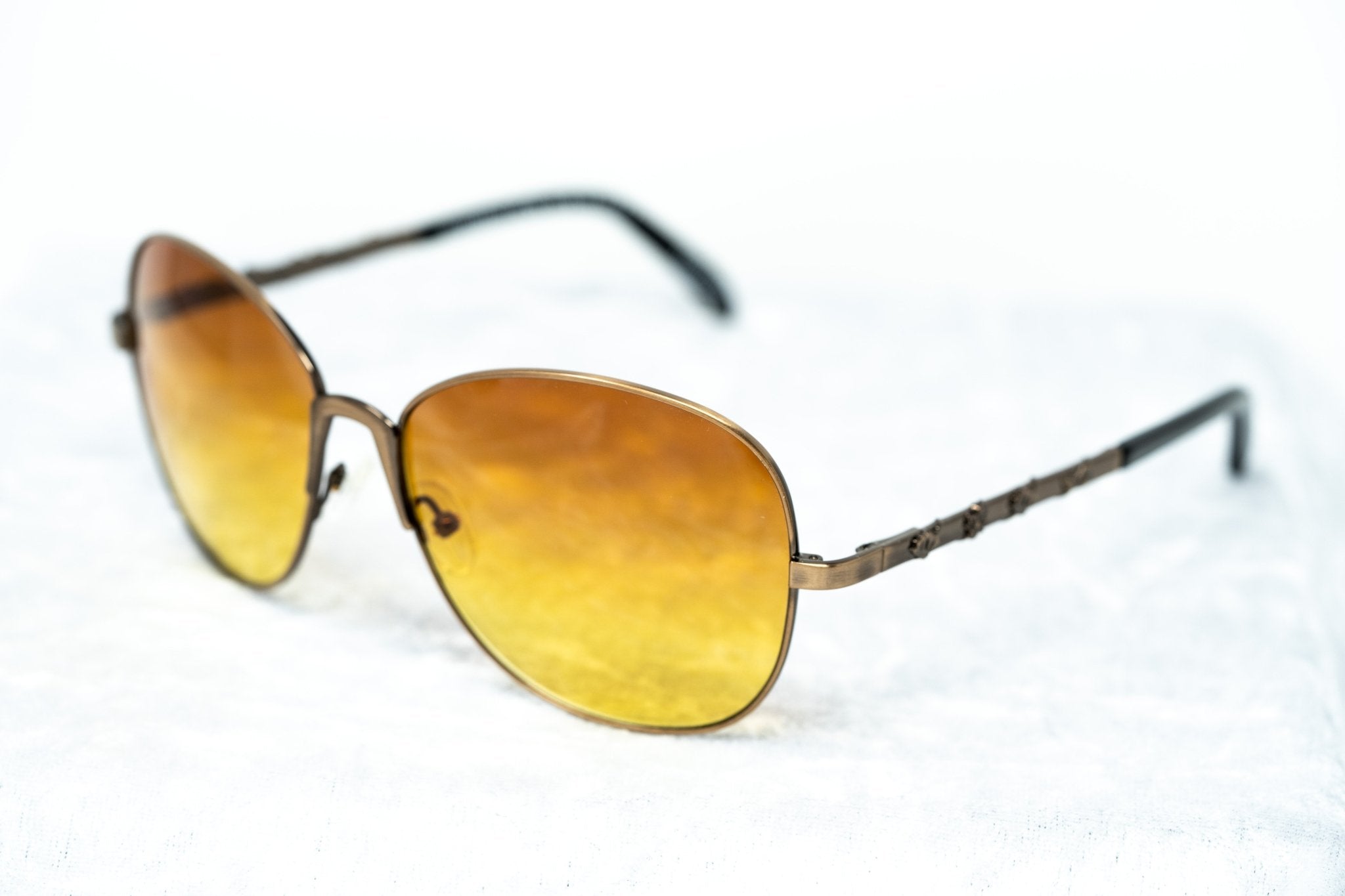 Buddhist Punk Sunglasses Rectangular Gold and Yellow-GR8 Sunglasses
