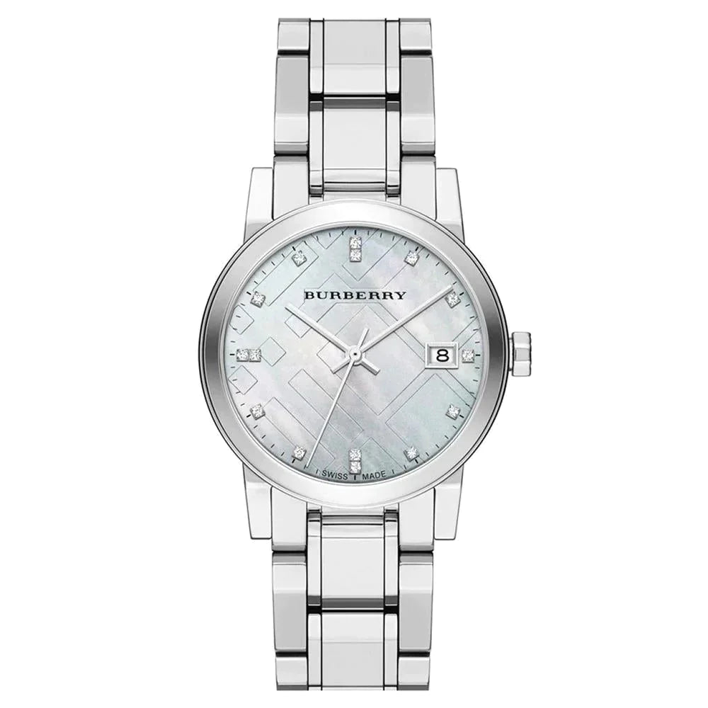 Burberry Ladies Watch Check Stamped Silver BU9125 - Watches & Crystals