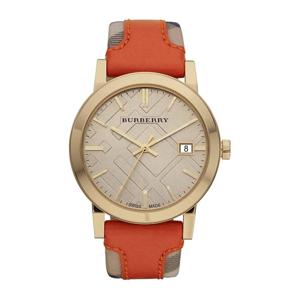Burberry Men's Watch The City Check Champagne Red BU9016-GR8 Sunglasses