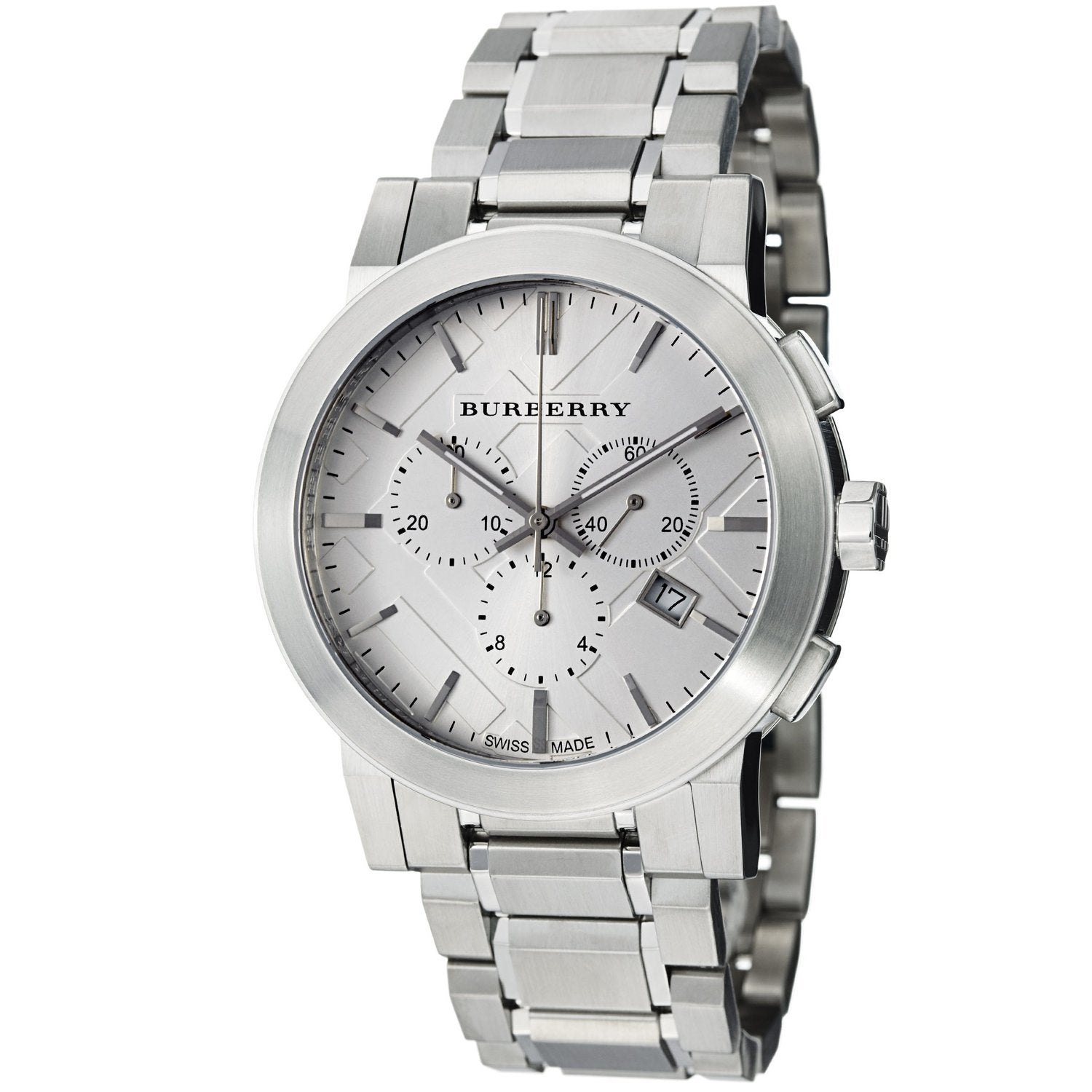 Burberry Men's Watch Chronograph The City Silver BU9350-GR8 Sunglasses