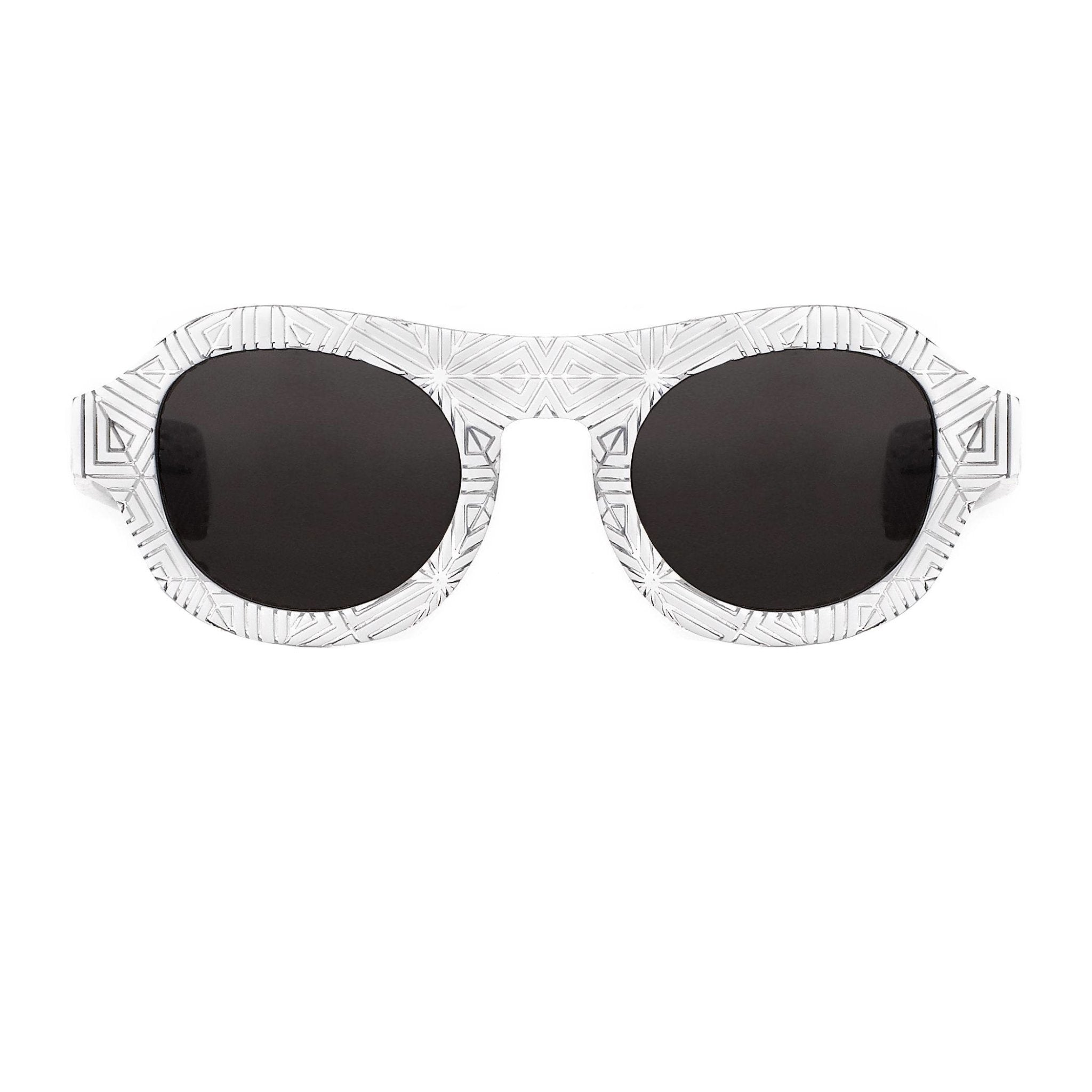 David David Sunglasses Oval Solid White Crystal With Dark Grey Lenses Category 3 9DAVID1C2WHITE - Watches & Crystals