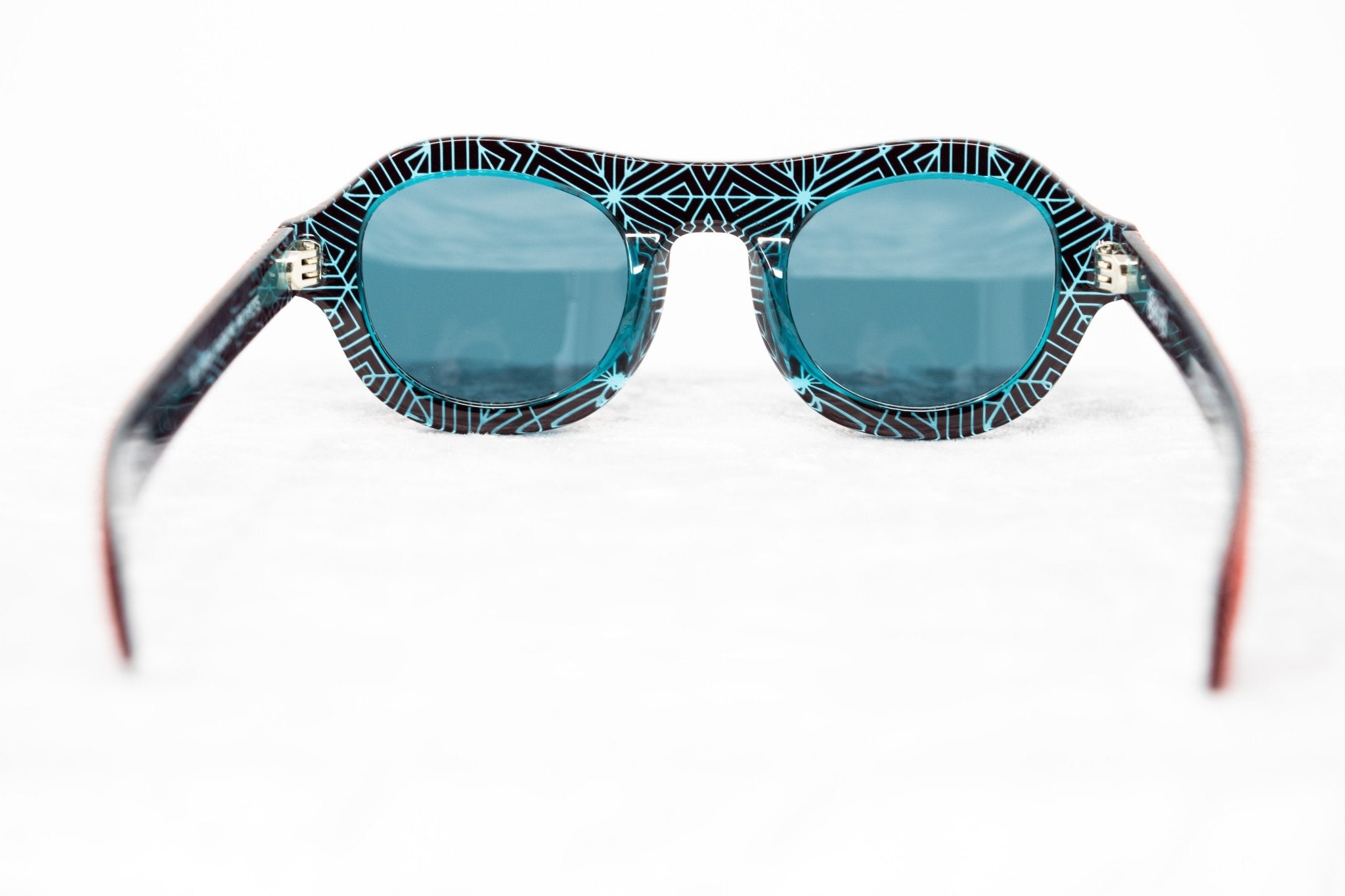 David David Sunglasses Round Red and Dark Blue-GR8 Sunglasses