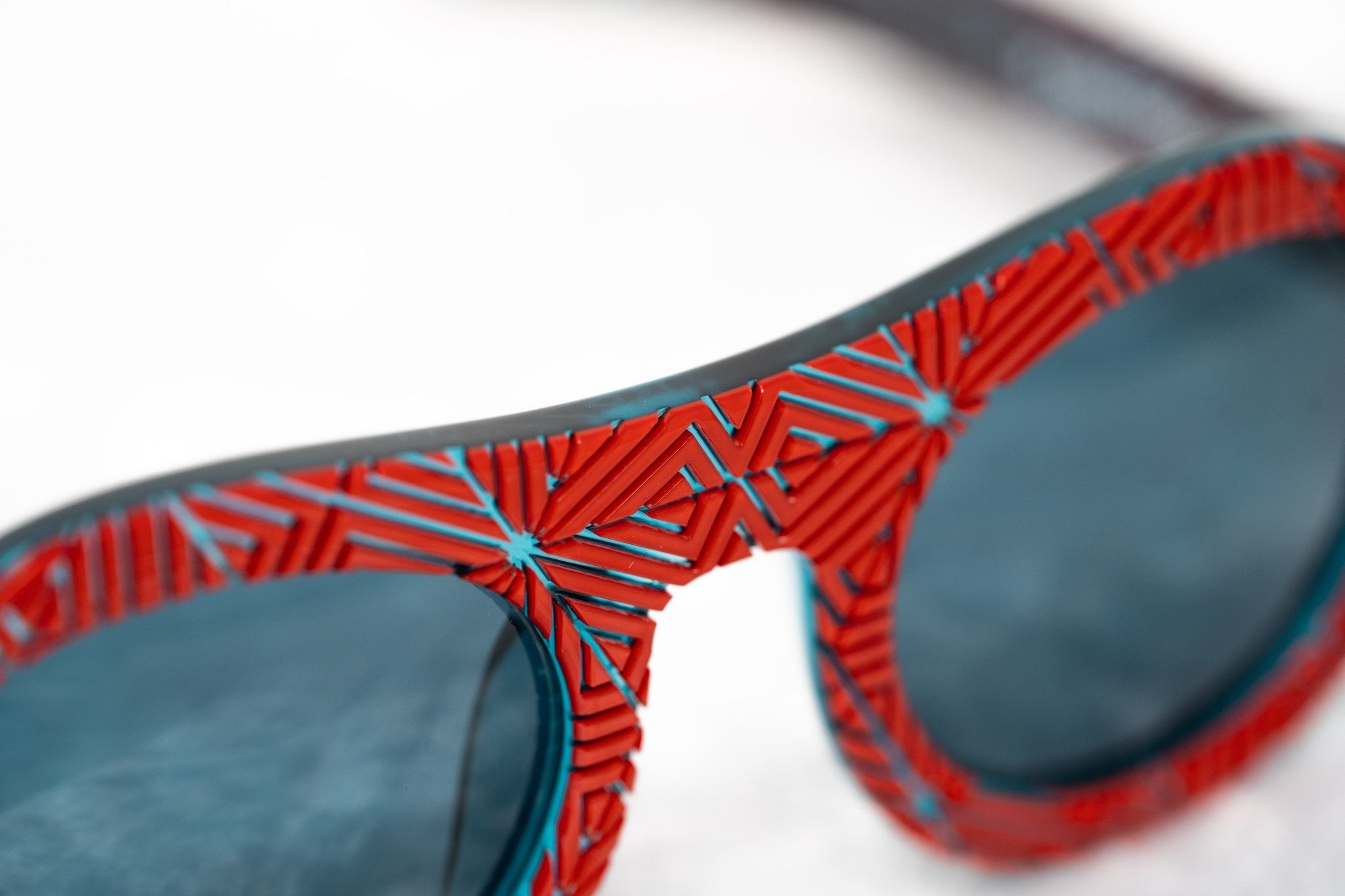 David David Sunglasses Round Red and Dark Blue-GR8 Sunglasses