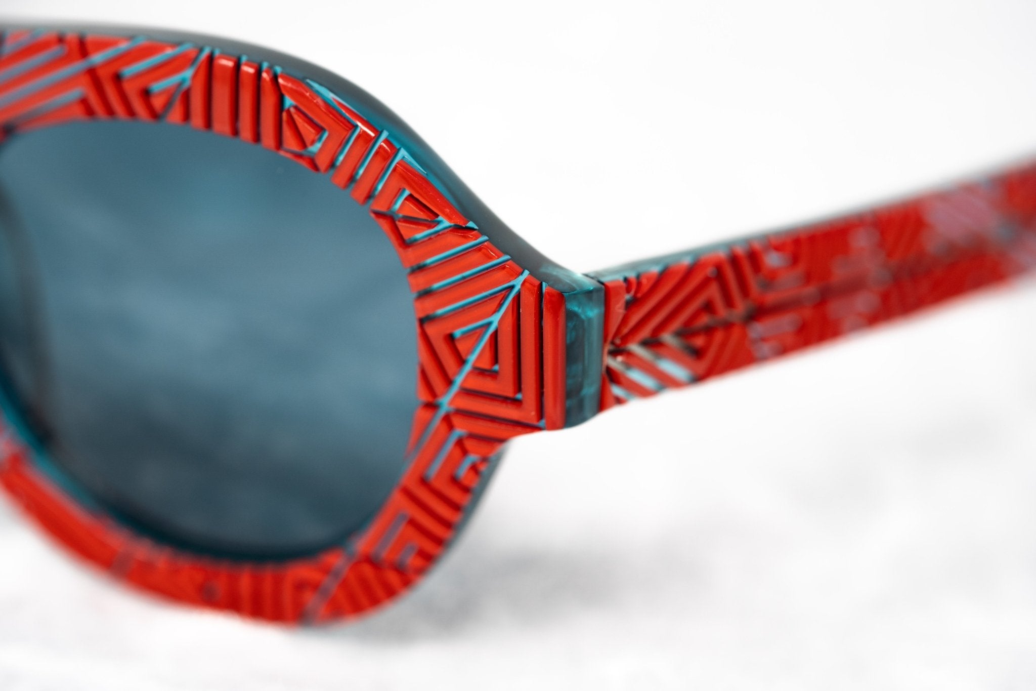 David David Sunglasses Round Red and Dark Blue-GR8 Sunglasses