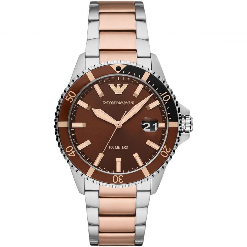 Emporio Armani Men's Diver Watch Two Tone Rose Gold AR11340 - Watches & Crystals